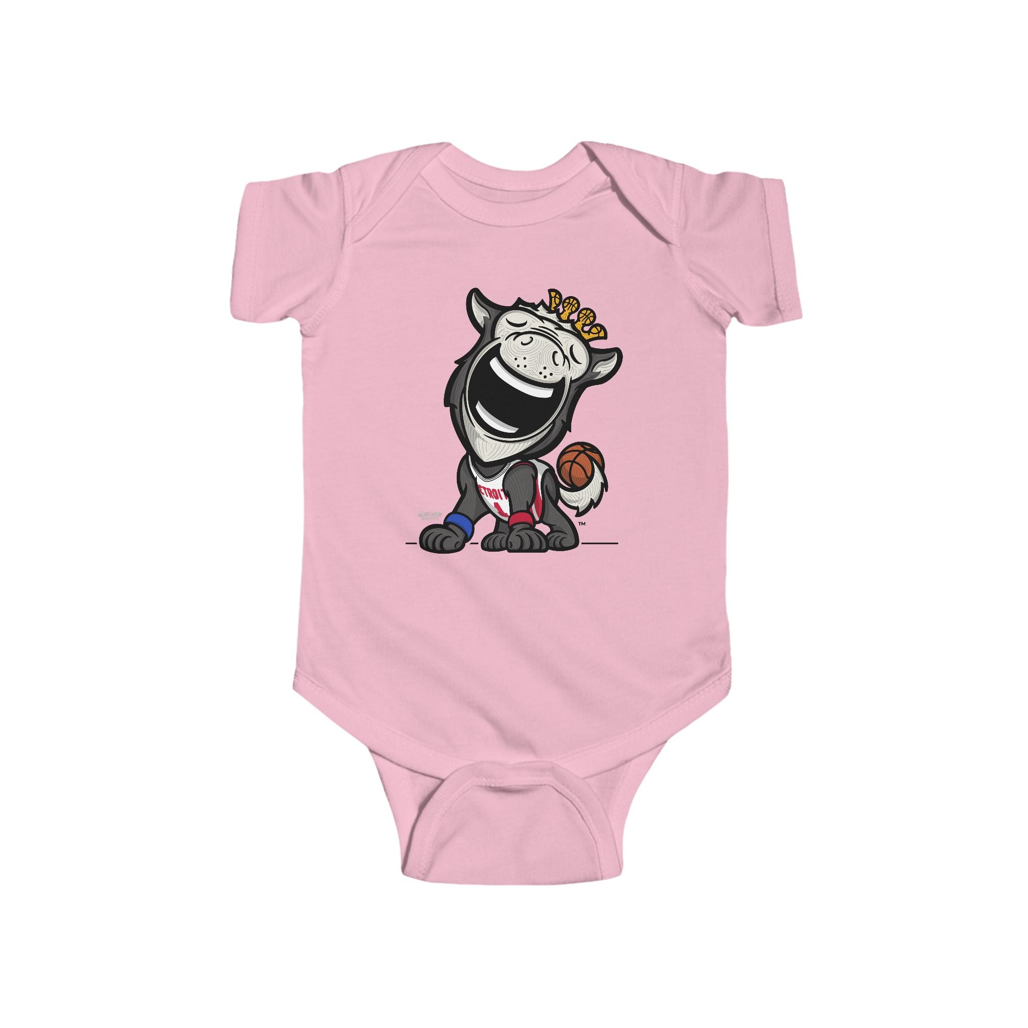 Detroit Basketball Newborn & Infant Lil' Hooper 'Munchkin Mascot' Jersey Bodysuit | Hand-Drawn Art | Gifts for Newborns