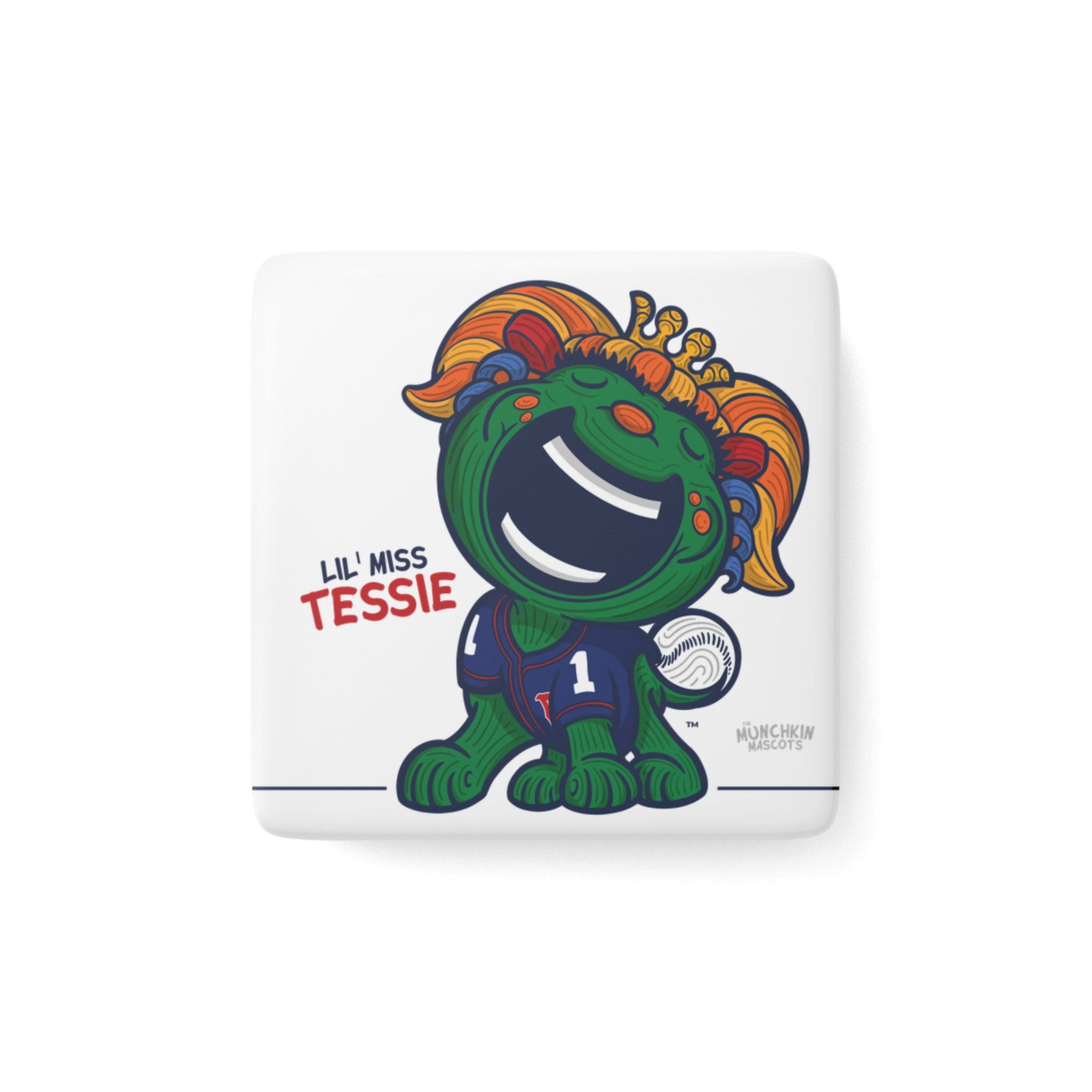 Boston Baseball Porcelain Magnet Lil' Miss Tessie 'Munchkin Mascot' | Hand-Drawn Art | Gifts for Kids