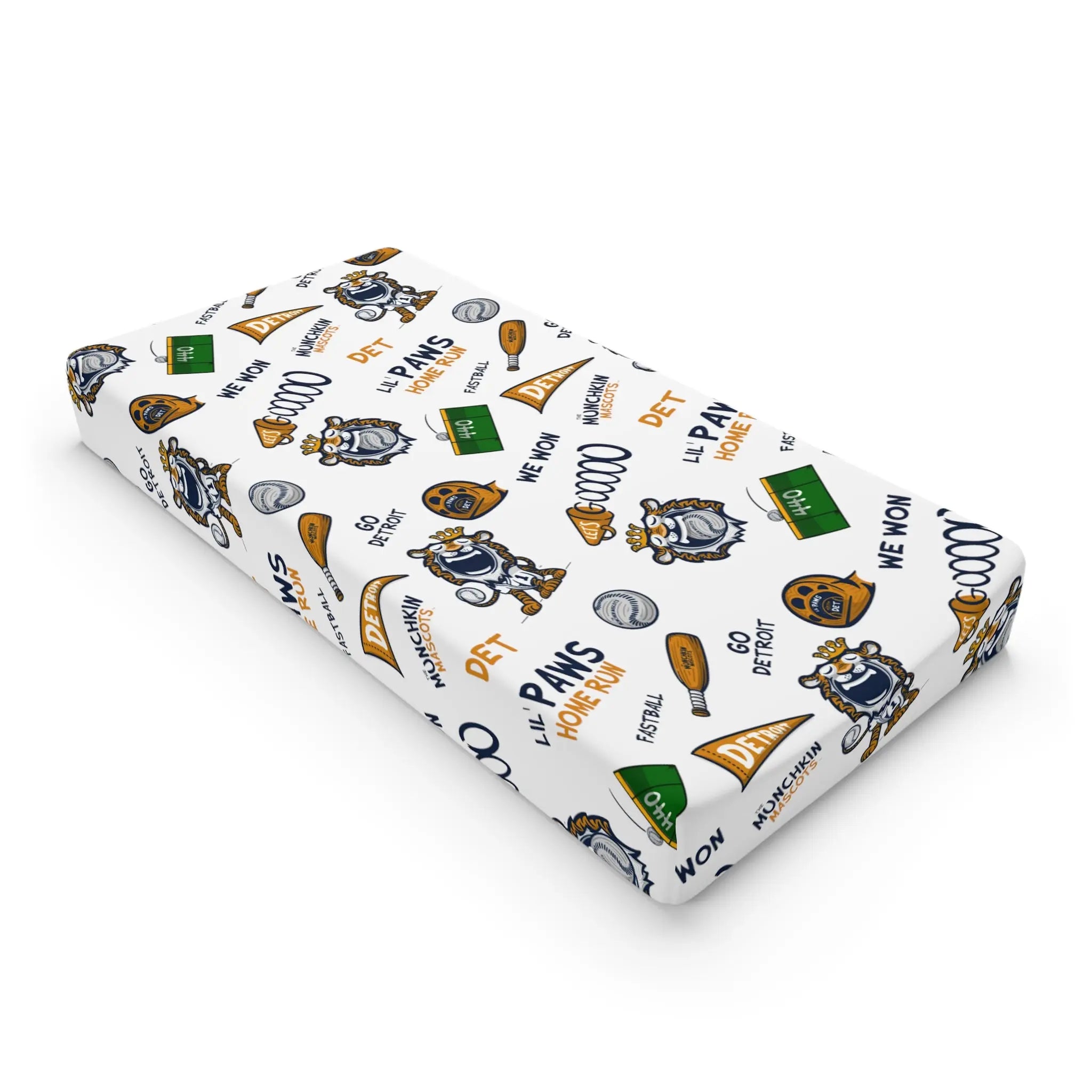 Baby Changing Pad Cover - Pattern - Lil' Paws DET Baseball Printify