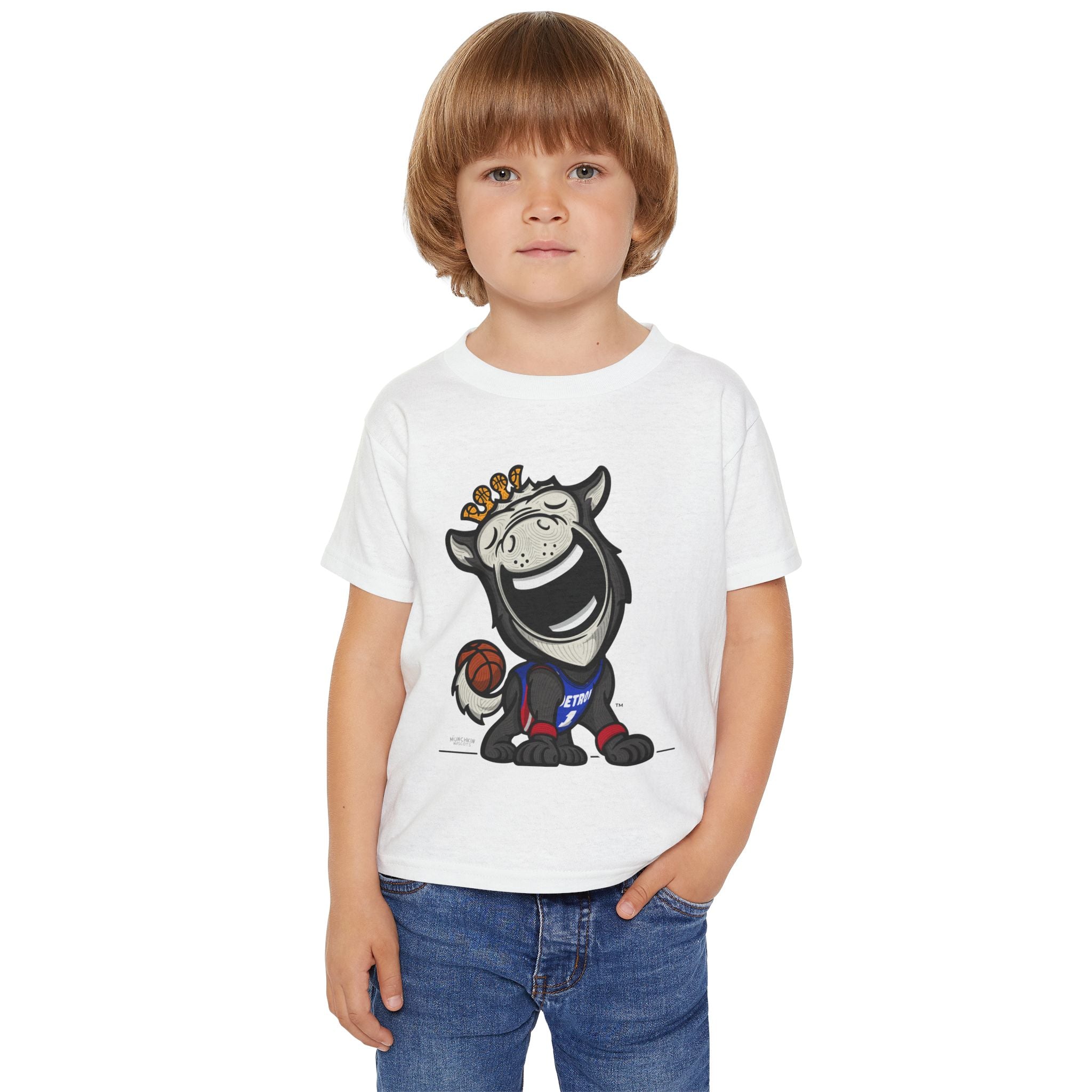 Detroit Basketball Toddler Tshirt Lil' Hooper 'Home/Away Mascot' | Hand-Drawn Art | Gifts for Kids