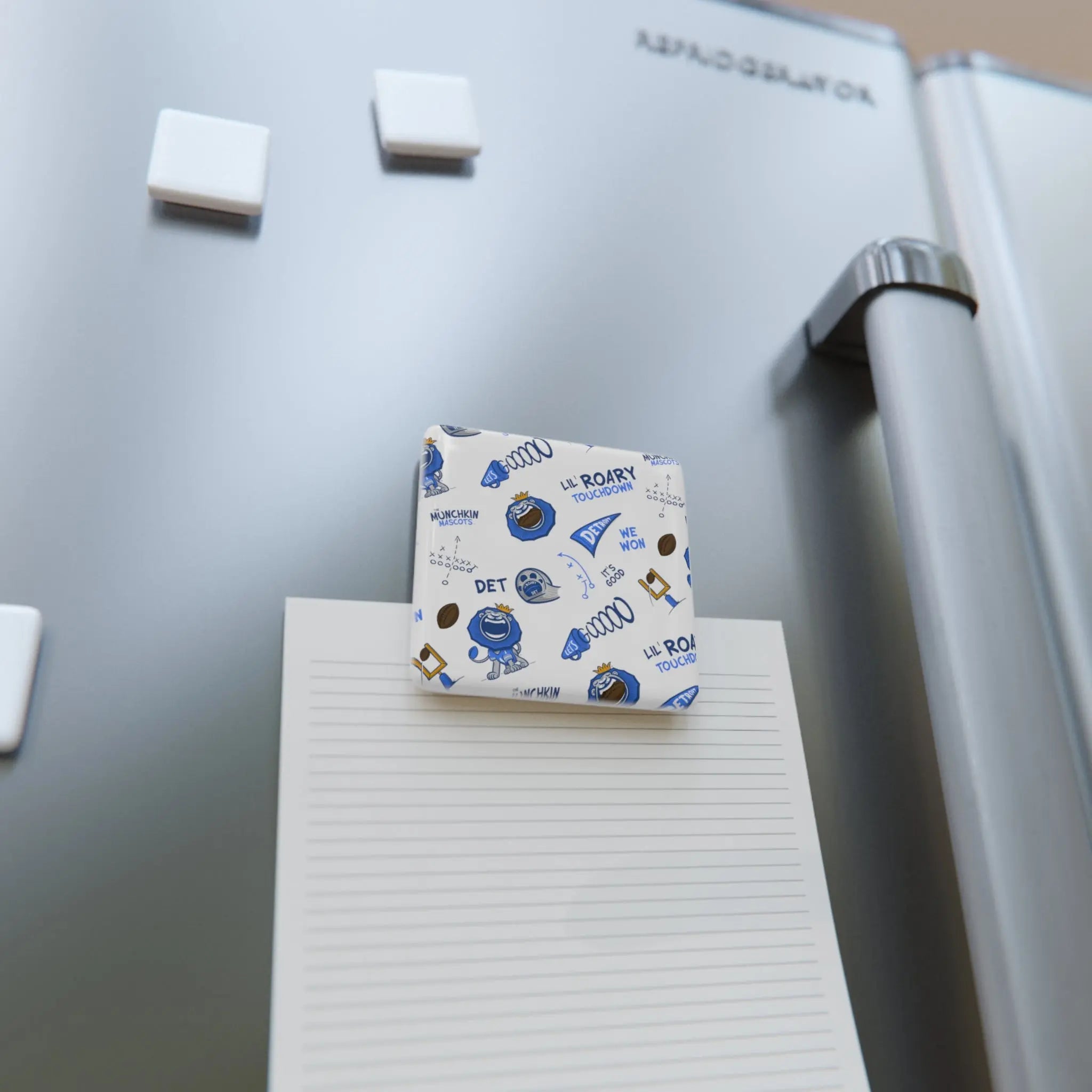Porcelain Magnet, Square - Pattern - Lil' Roary DET Football Printify