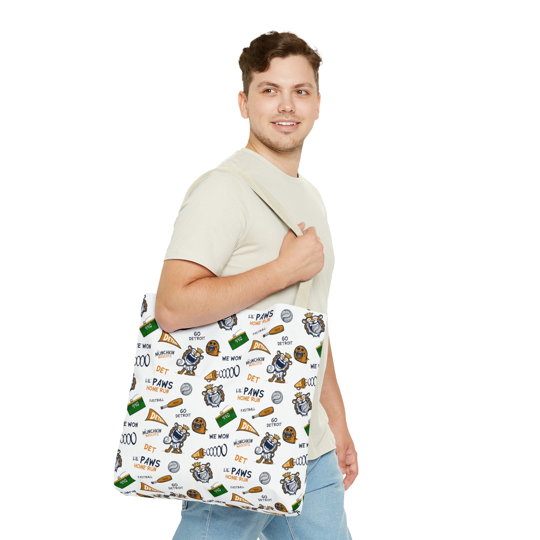 🐾⚾ Tote Bag (AOP) - Pattern - Lil' Paws DET Baseball ⚾🐾 Printify