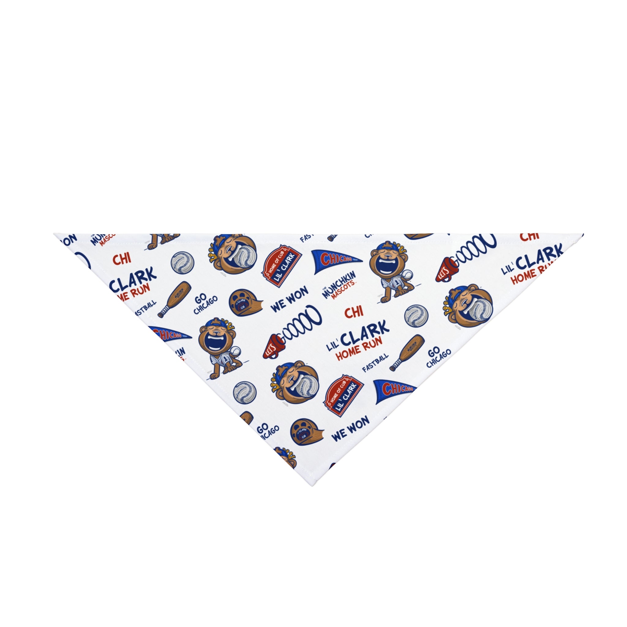 Chicago Baseball Pet Bandana Lil' Clark Pattern | Hand-Drawn Art | Gifts for Pets