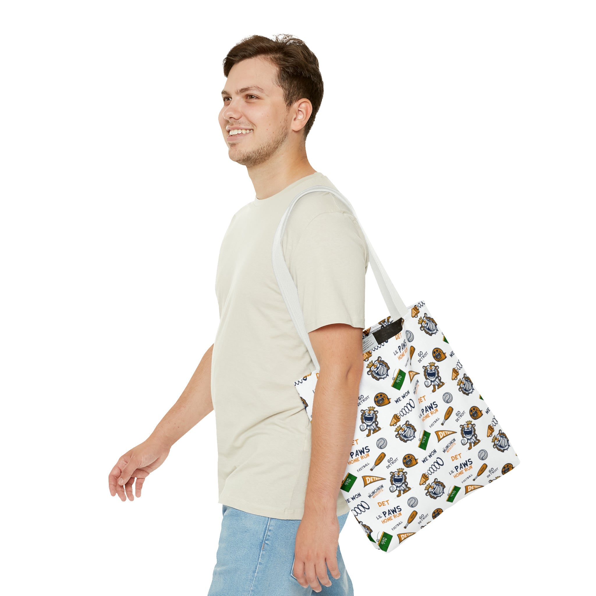 🐾⚾ Tote Bag (AOP) - Pattern - Lil' Paws DET Baseball ⚾🐾 Printify