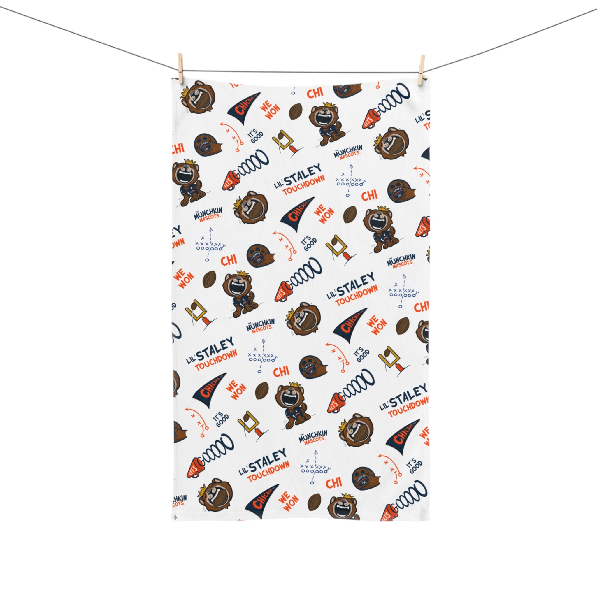 Chicago Football Hand Towel Lil' Staley Pattern | Hand-Drawn Art | Gifts for Kids