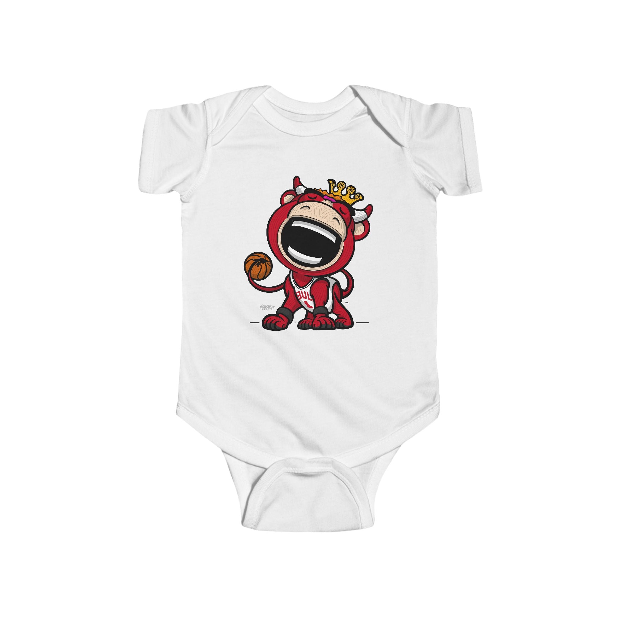 Chicago Basketball Newborn & Infant Lil' Benny 'Munchkin Mascot' Jersey Bodysuit | Hand-Drawn Art | Gifts for Newborns