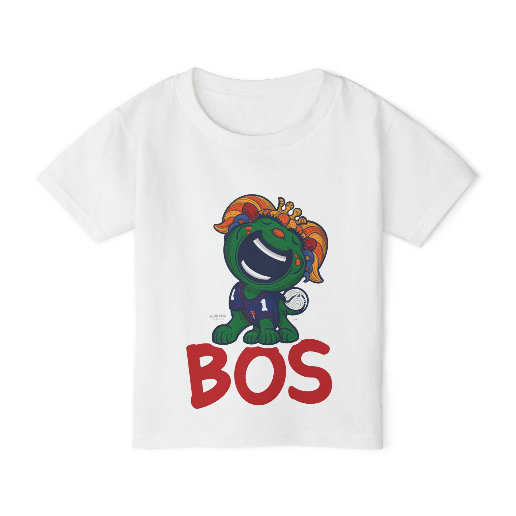 Boston Baseball Toddler Tshirt Lil' Miss Tessie 'BOS' | Hand-Drawn Art | Gifts for Kids
