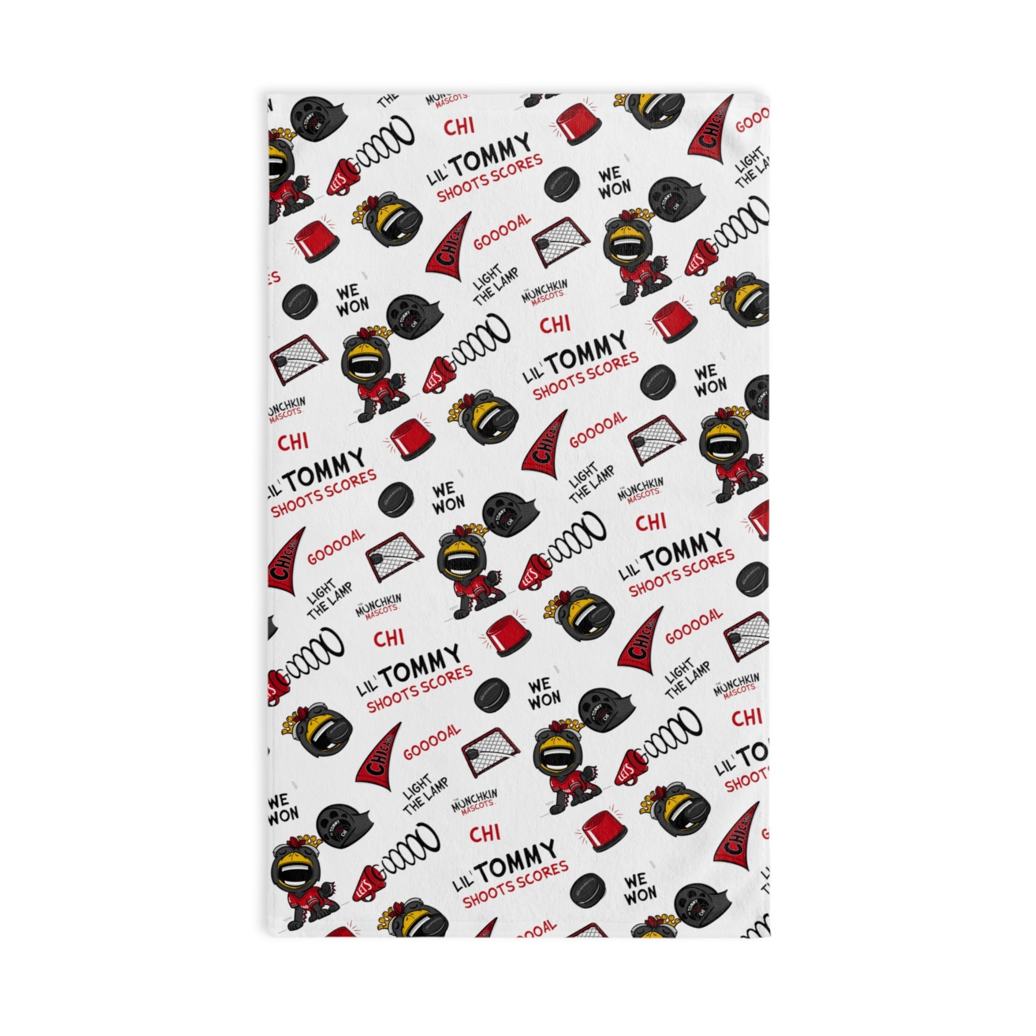 Hand Towel - Pattern - Lil' Tommy CHI Hockey Printify