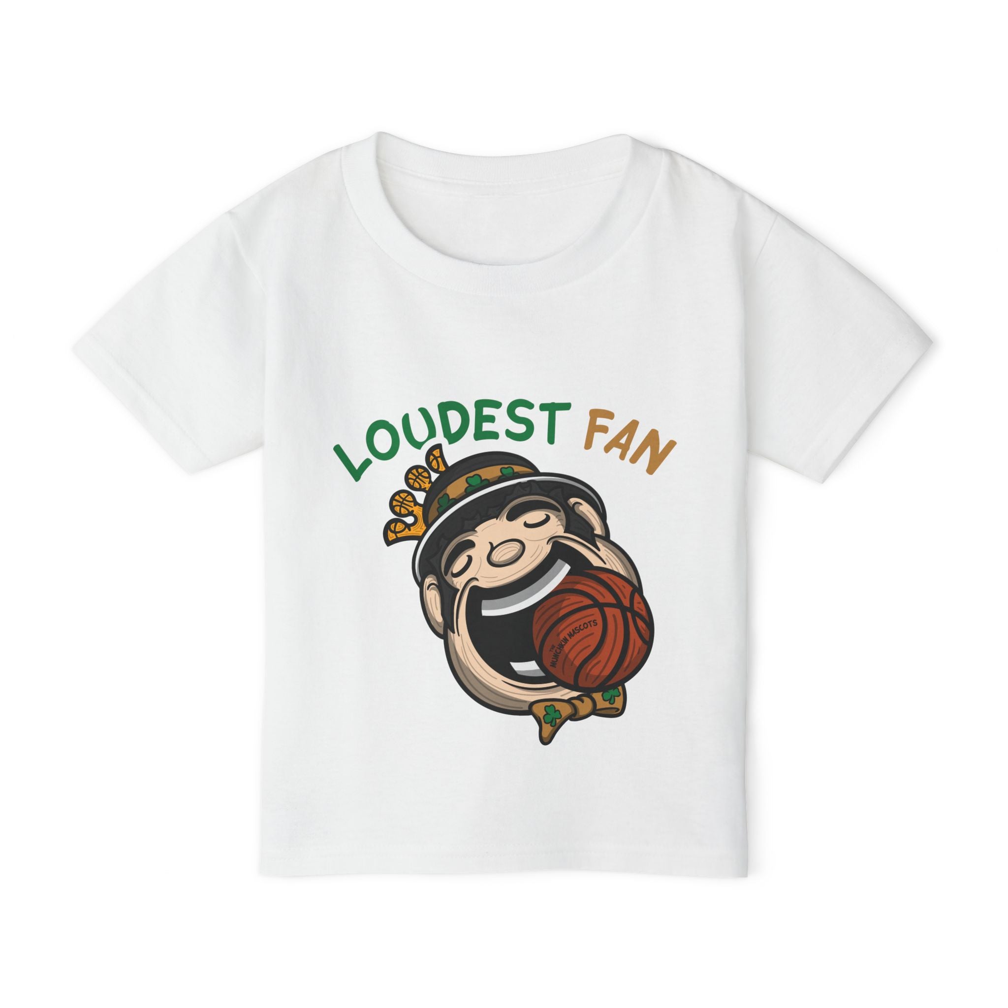 Boston Basketball Toddler Tshirt Lil' Lucky 'Loudest Fan' | Hand-Drawn Art | Gifts for Kids