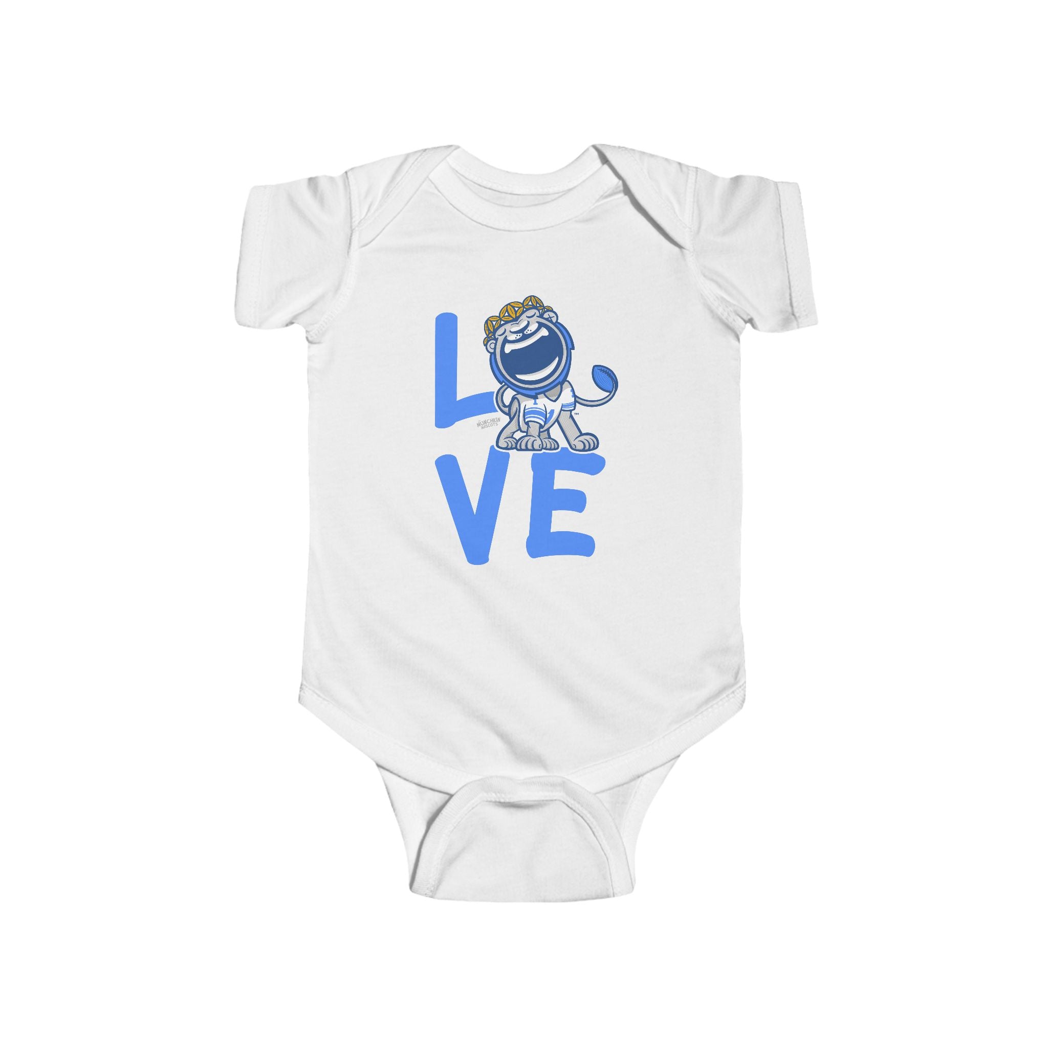 Detroit Football Newborn & Infant Lil' Miss Roary 'LOVE' Jersey Bodysuit | Hand-Drawn Art | Gifts for Newborns