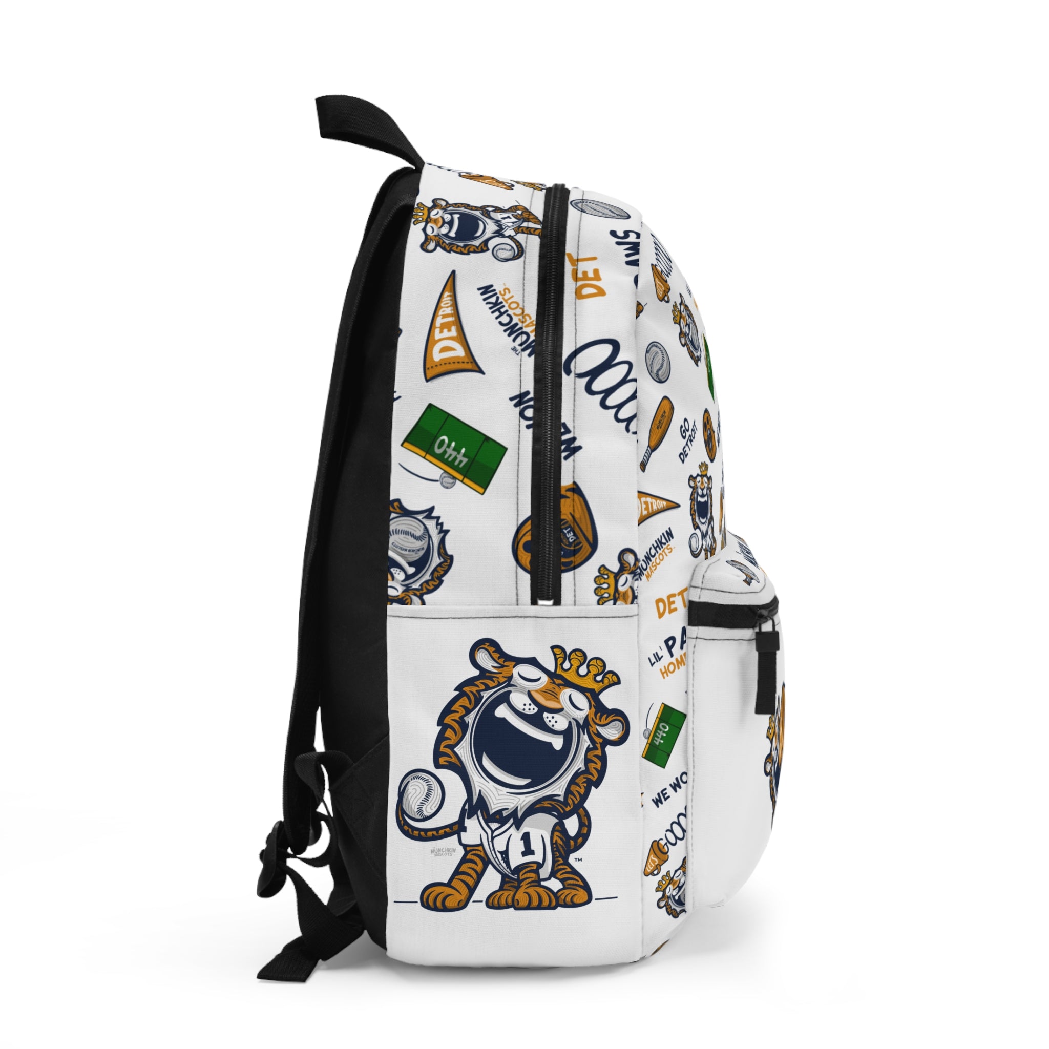Detroit Baseball Backpack Lil' Paws Pattern| Hand-Drawn Art | Gifts for Kids