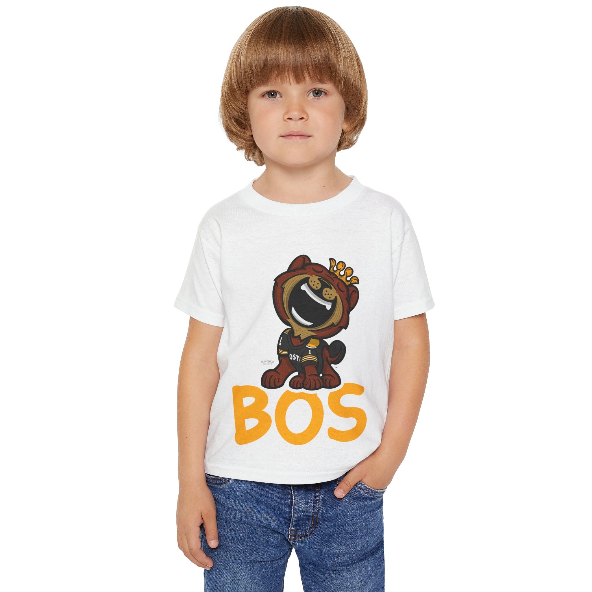 Boston Hockey Toddler Tshirt Lil' Blades 'BOS' | Hand-Drawn Art | Gifts for Kids