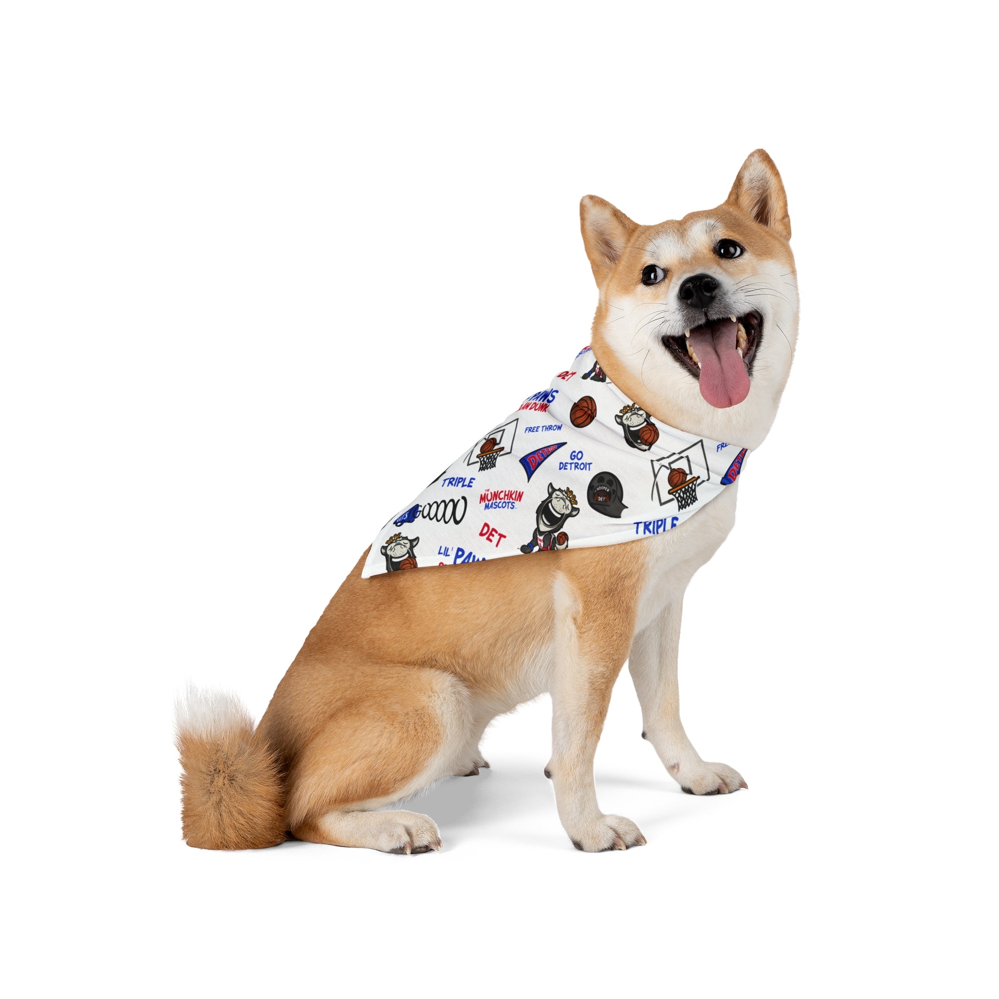 Detroit Basketball Pet Bandana Lil' Hooper Pattern | Hand-Drawn Art | Gifts for Pets