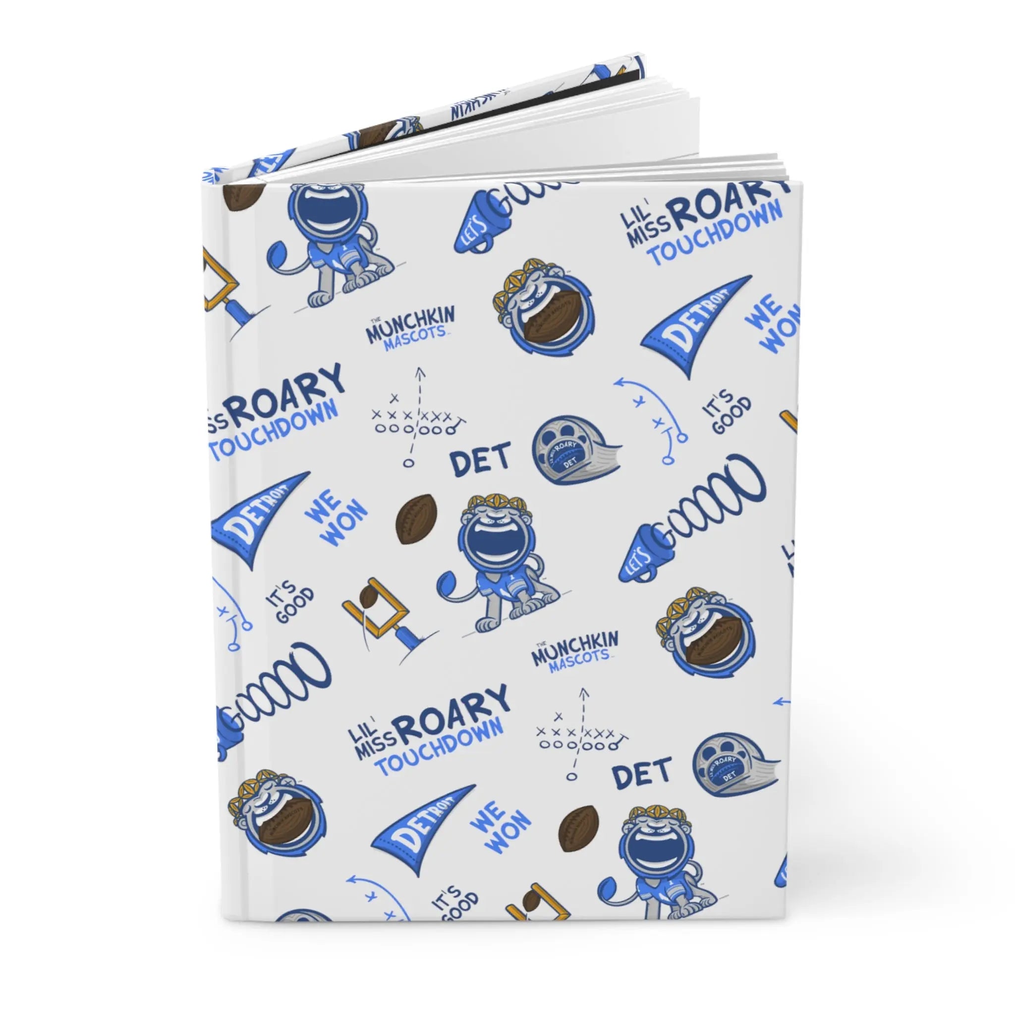 Hardcover Journal Matte - Pattern - Lil' Miss Roary DET Football Printify