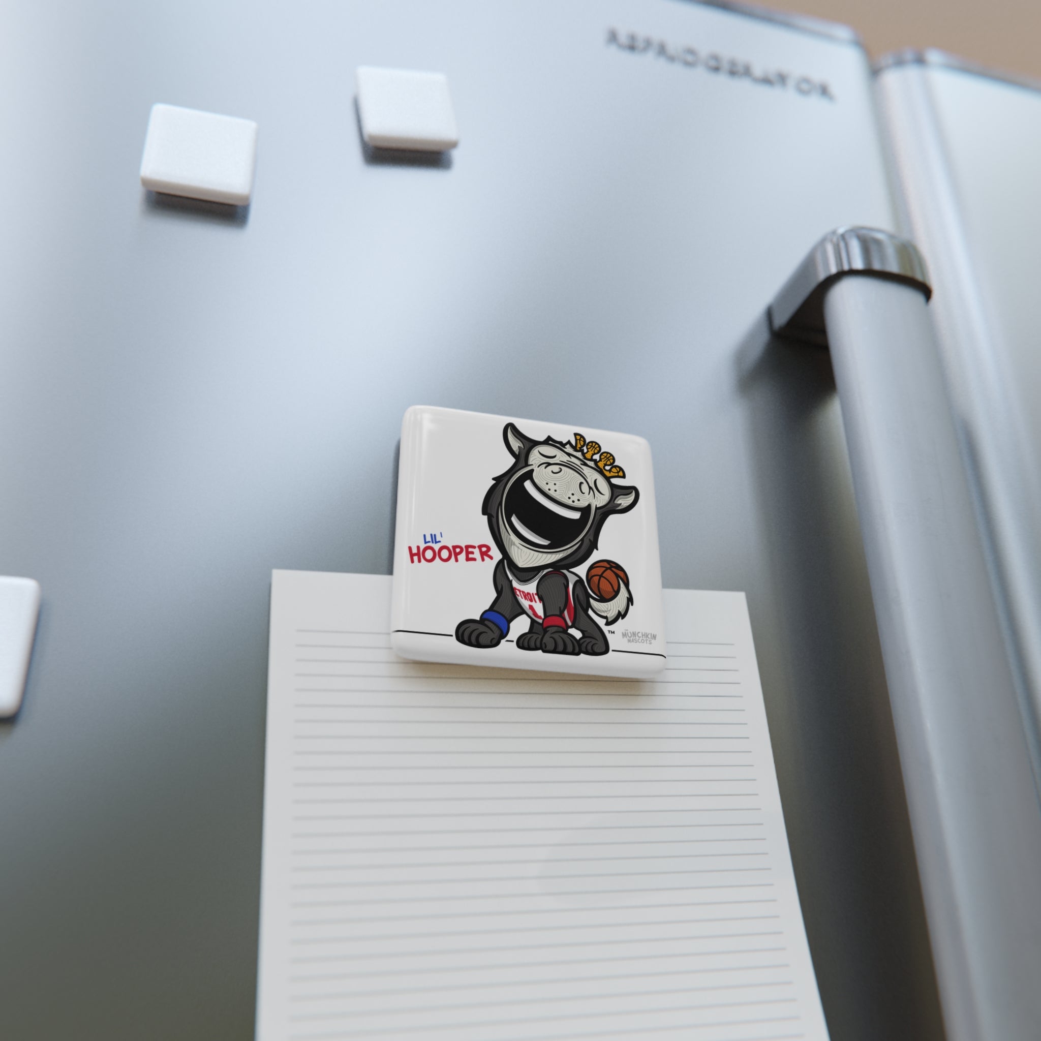Detroit Basketball Porcelain Magnet Lil' Hooper 'Munchkin Home/Away Mascot' | Hand-Drawn Art | Gifts for Kids