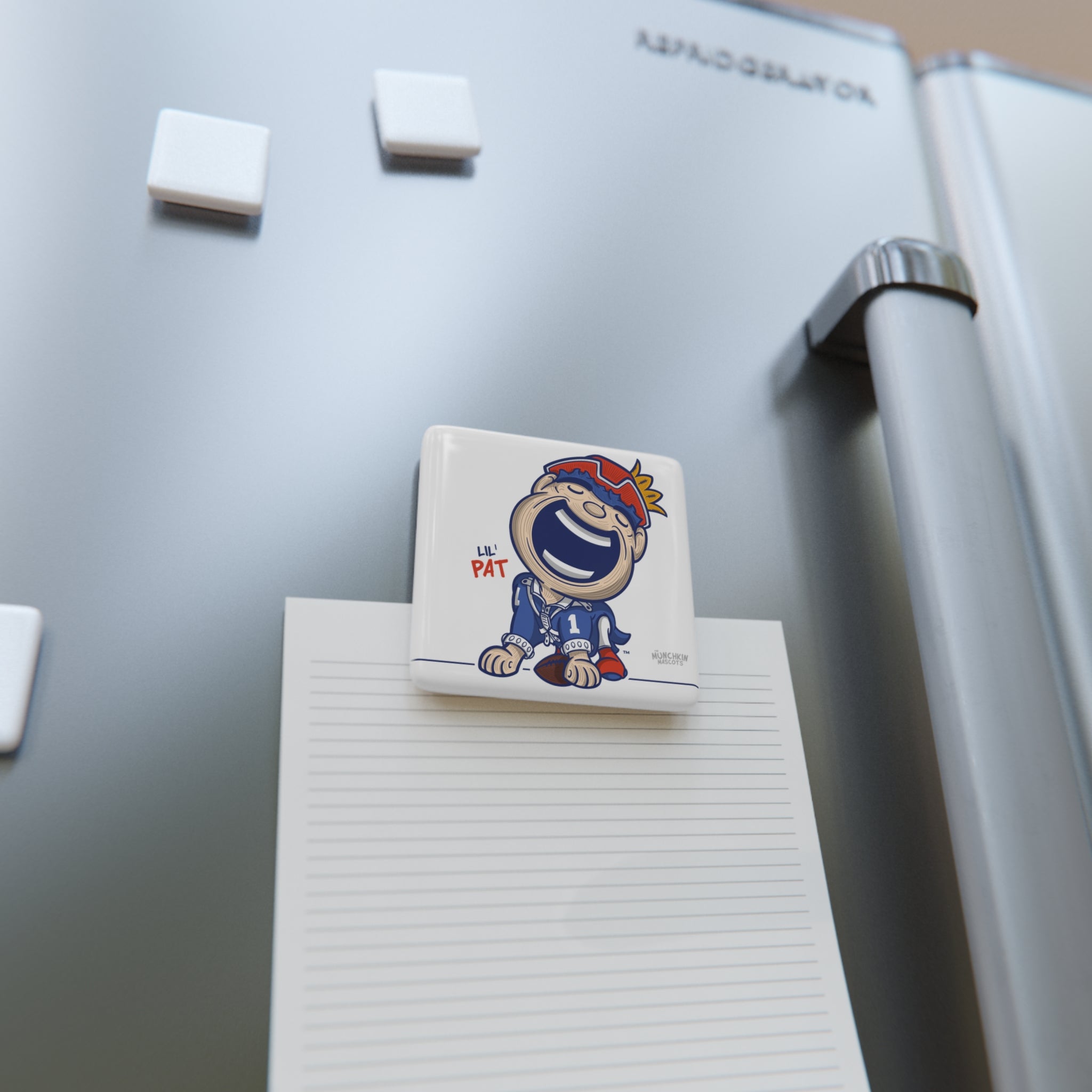 New England Football Porcelain Magnet Lil' Pat 'Munchkin Mascot' | Hand-Drawn Art | Gifts for Kids