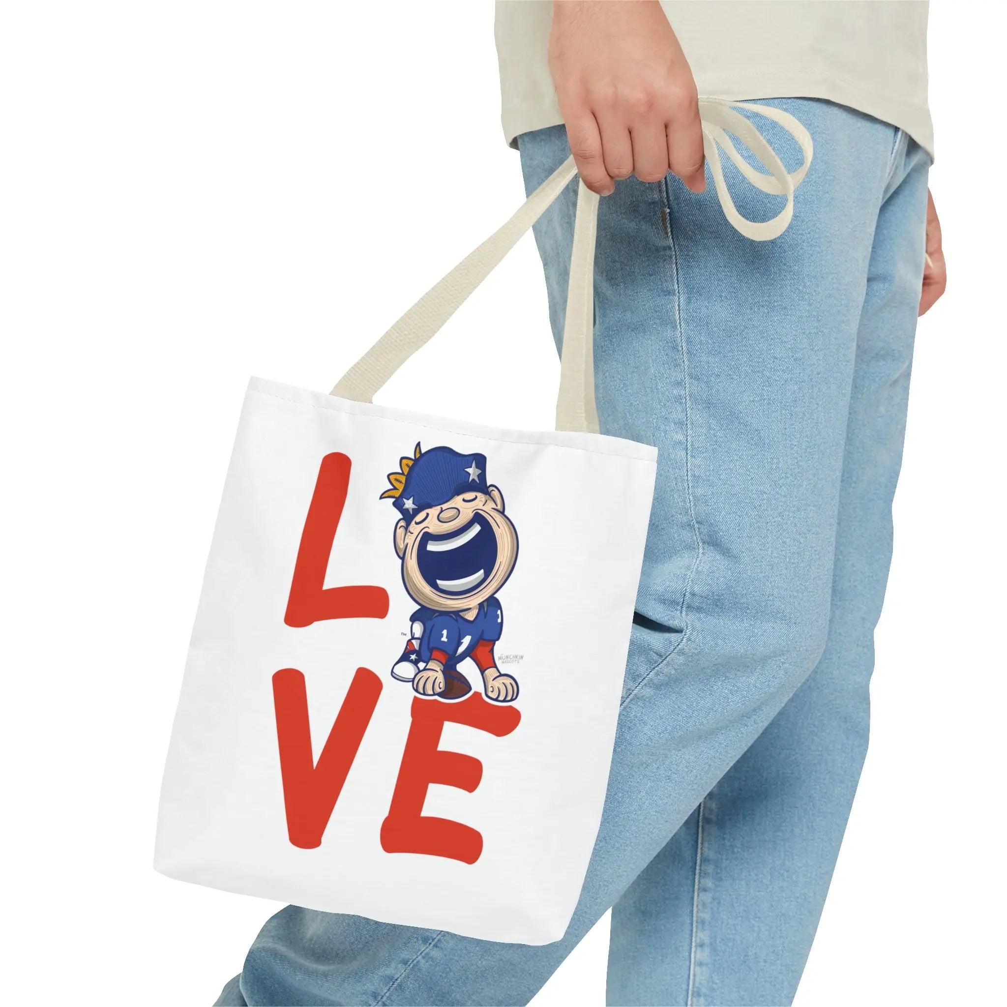 Tote Bag (AOP) - LOVE + Lets Go - Lil' Pat NE Football Printify
