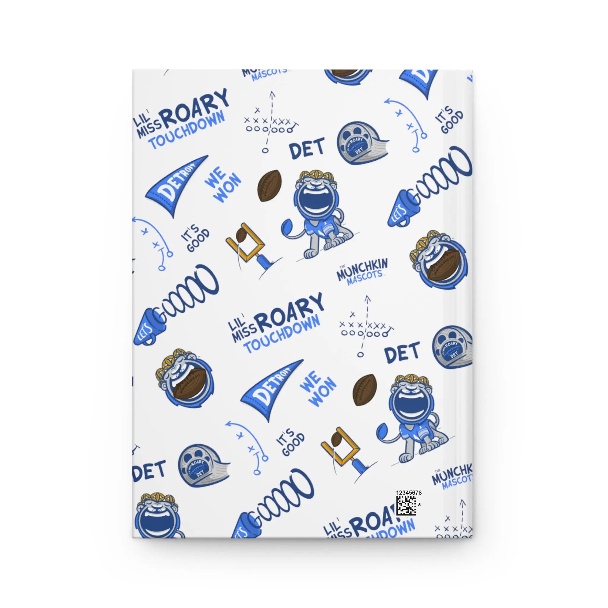Hardcover Journal Matte - Pattern - Lil' Miss Roary DET Football Printify