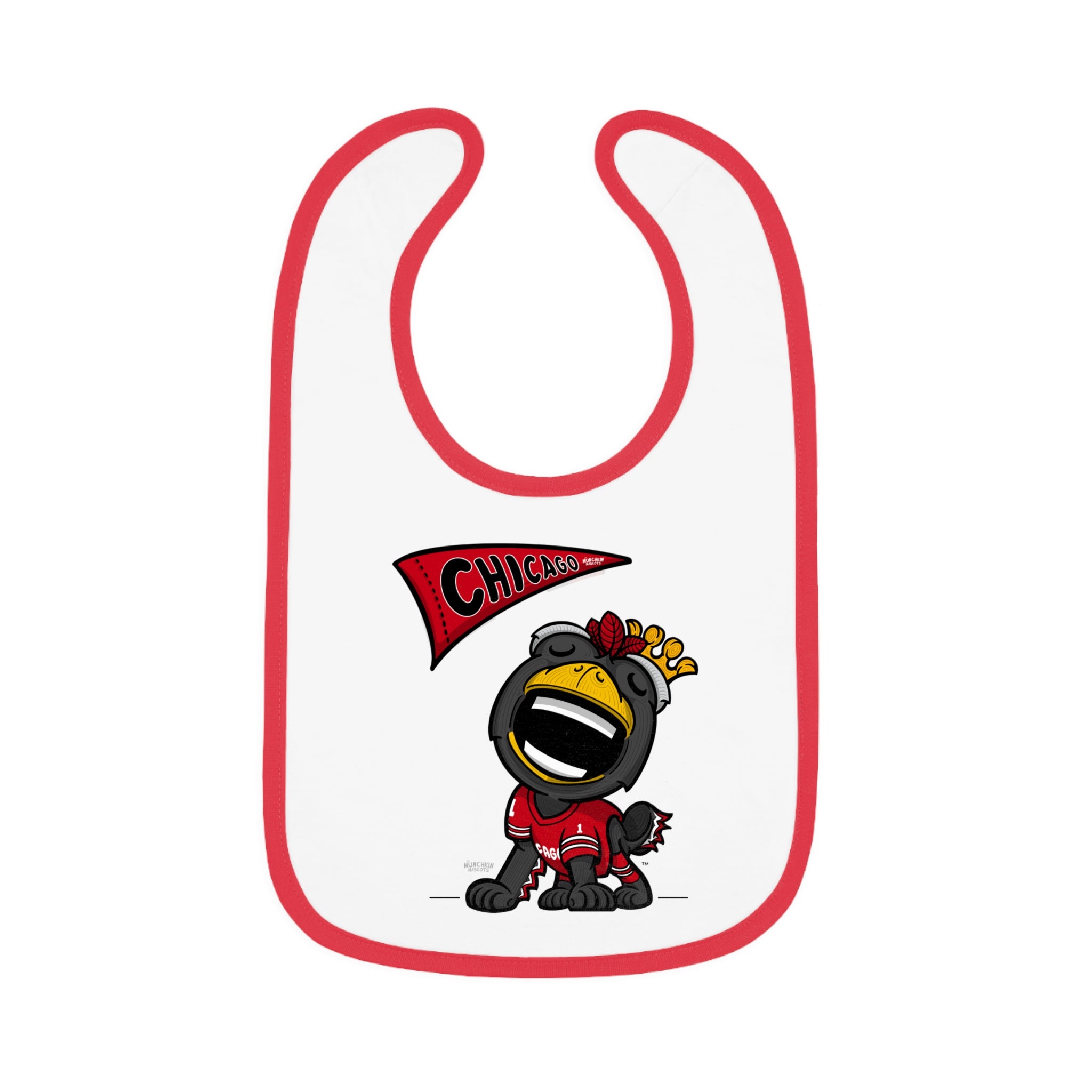 Chicago Hockey Baby Bib & Infant Lil' Tommy Themed | Hand-Drawn Art | Gifts for Newborns