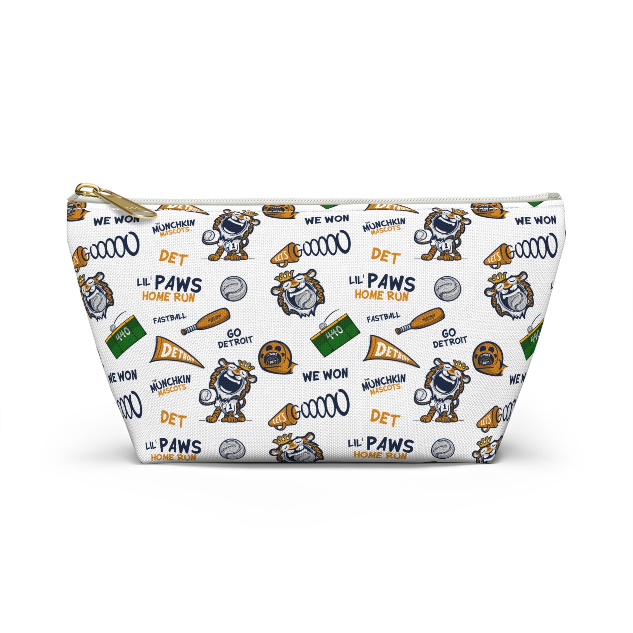 Detroit Baseball Accessory Pouch Lil' Paws Themed | Hand-Drawn Art | Gifts for Kids