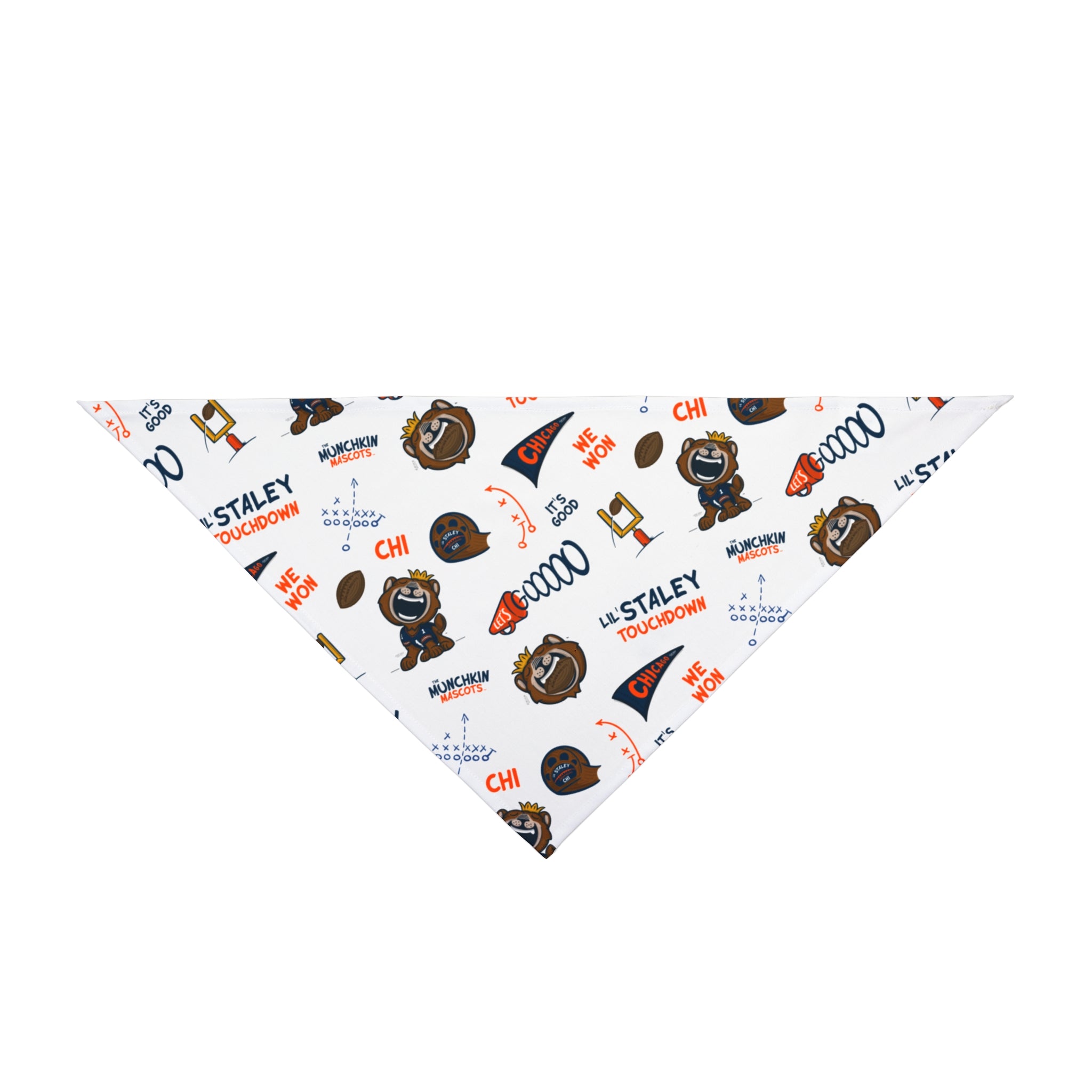 Chicago Football Pet Bandana Lil' Staley Pattern | Hand-Drawn Art | Gifts for Pets