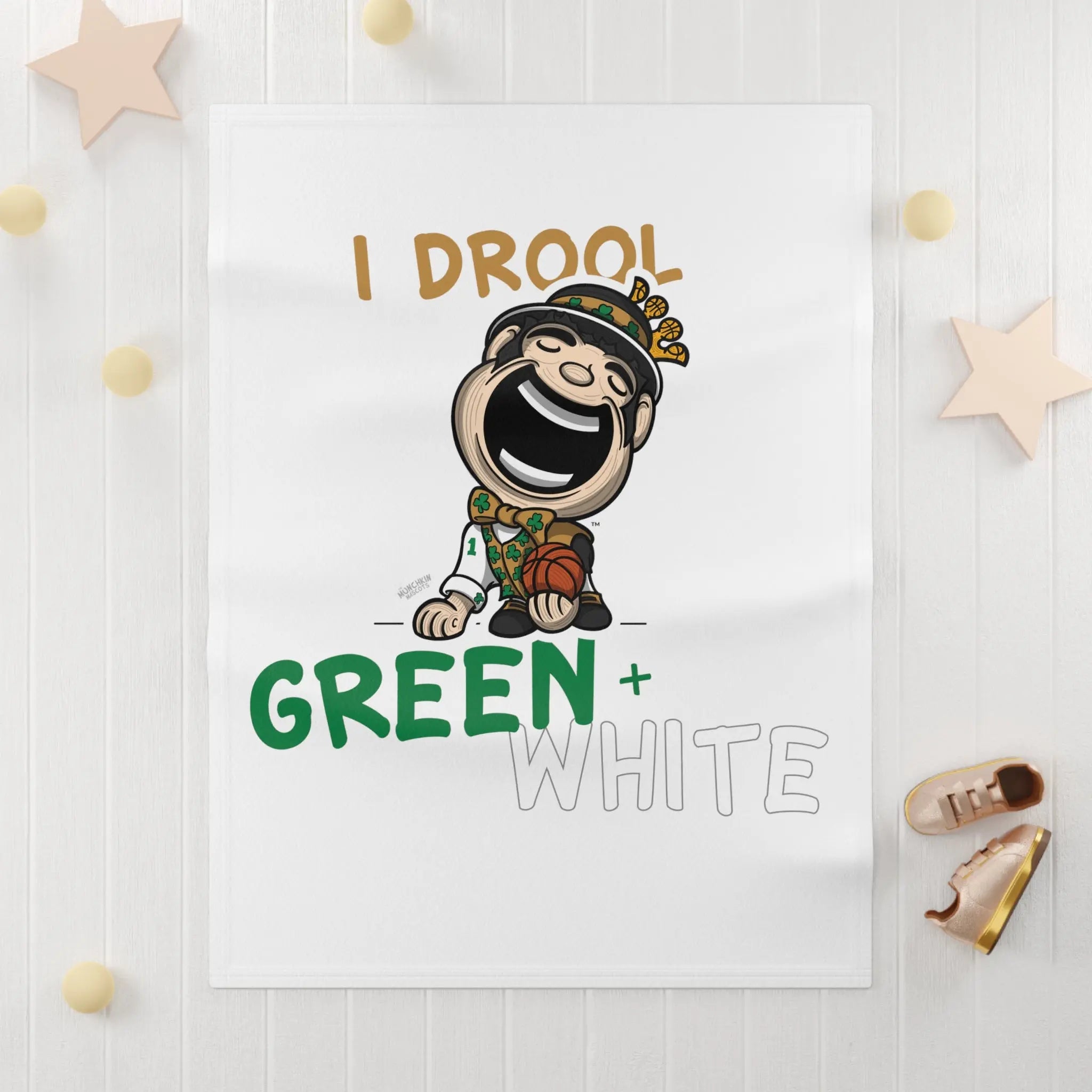 Soft Fleece Baby Blanket - Drool - Lil' Lucky BOS Basketball Printify
