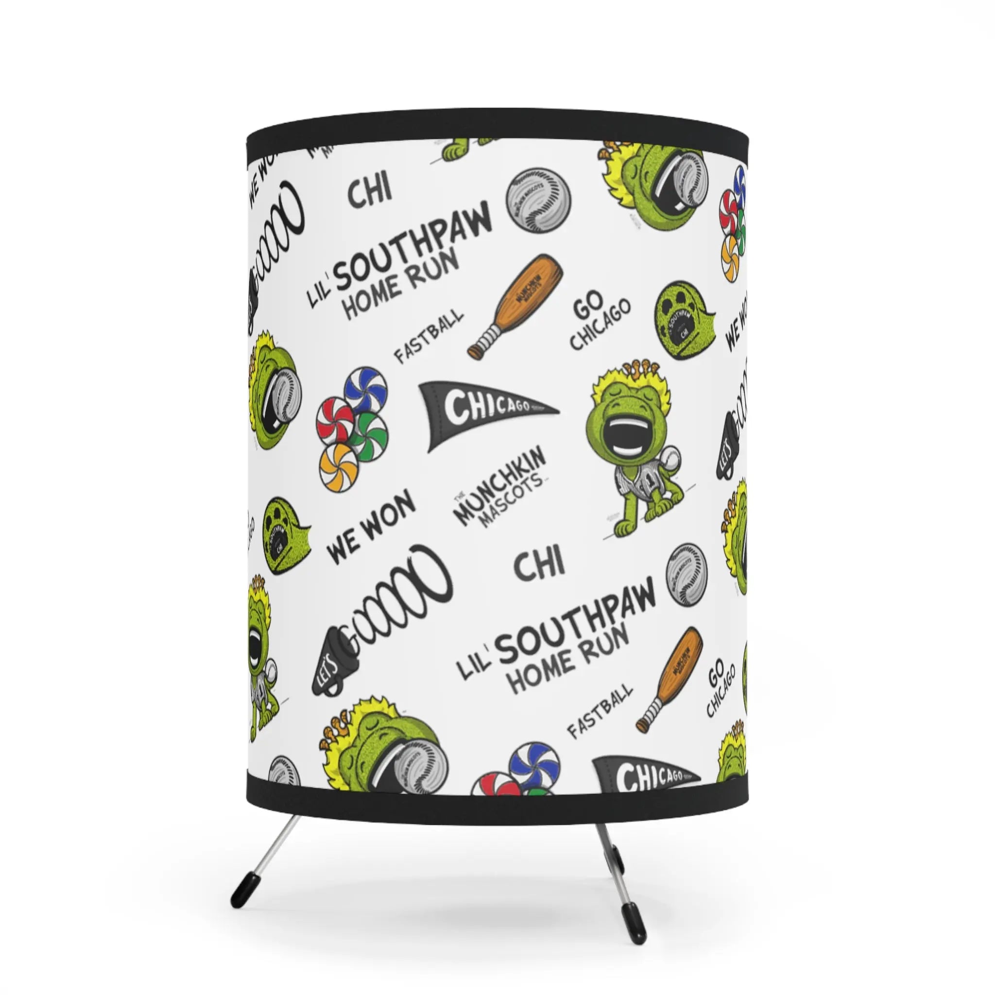 Tripod Lamp with High-Res Printed Shade, US/CA plug - Pattern - Lil' Tommy CHI Hockey Printify