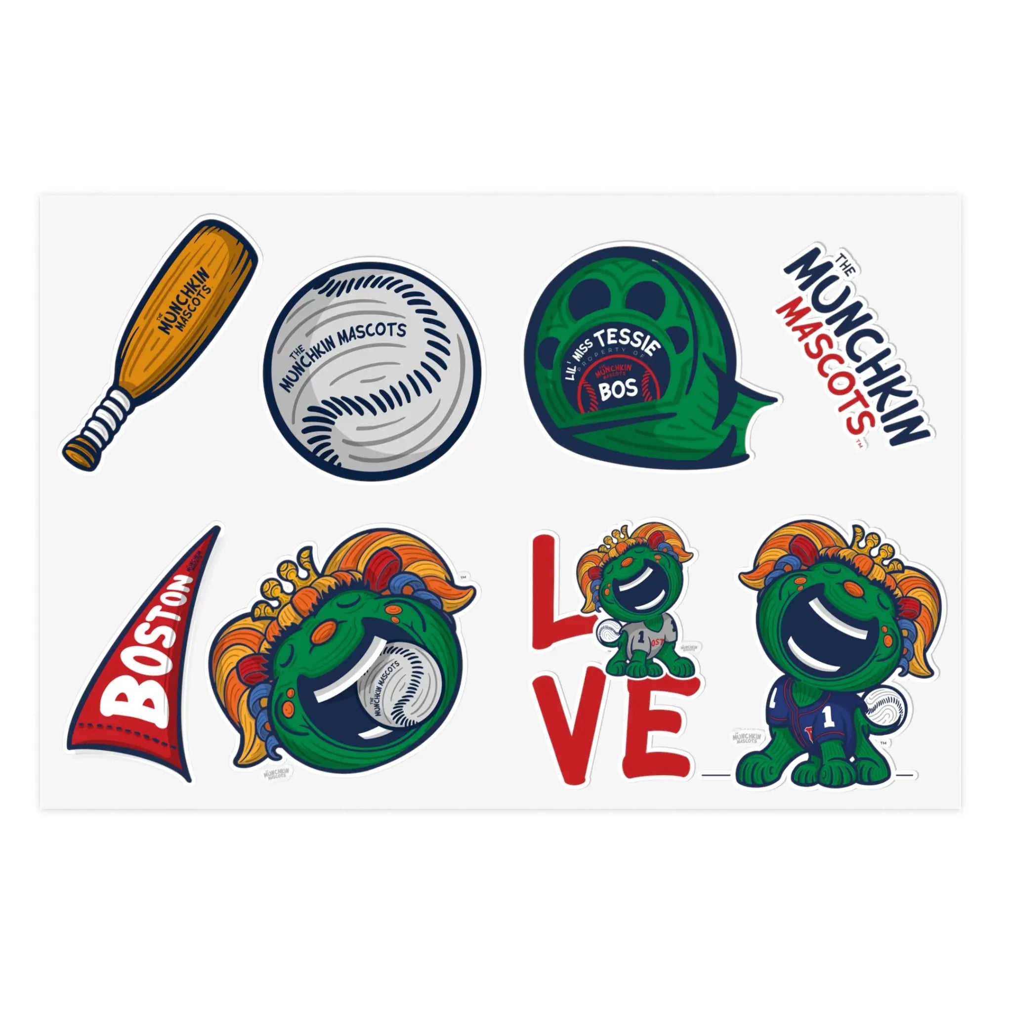 Sticker Sheets - Lil' Miss Tessie BOS Baseball Printify
