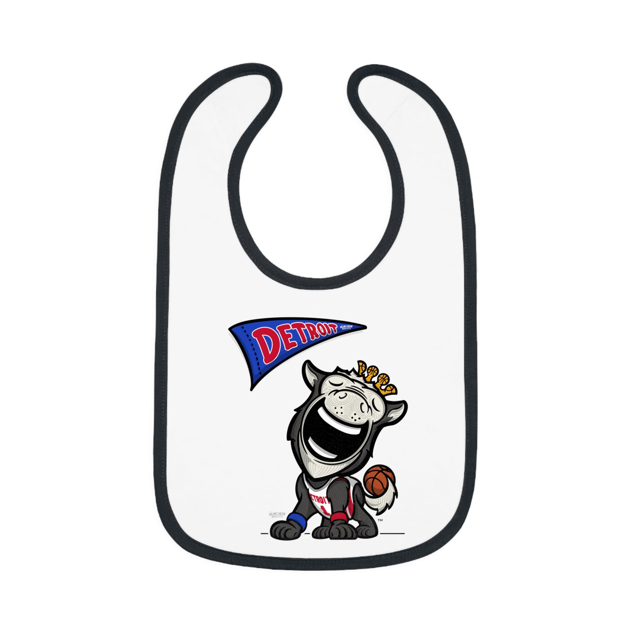 Detroit Basketball Baby Bib & Infant Lil' Hooper Themed | Hand-Drawn Art | Gifts for Newborns