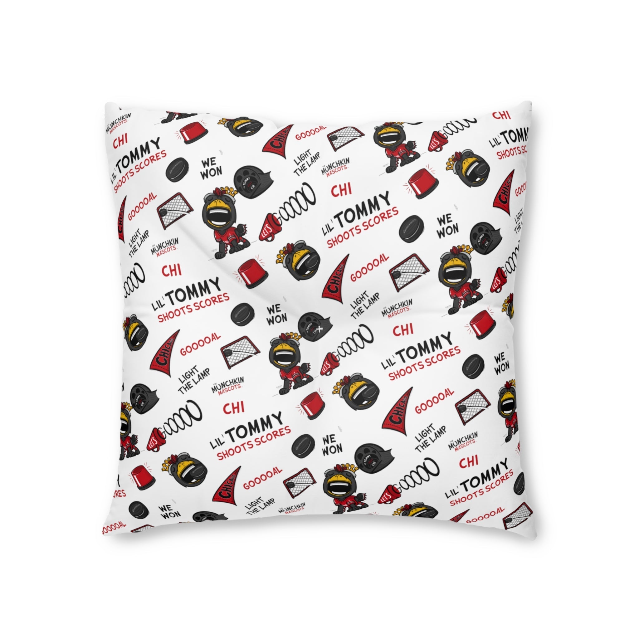 Tufted Floor Pillow, Square - Pattern + Future - Lil' Tommy CHI Hockey Printify
