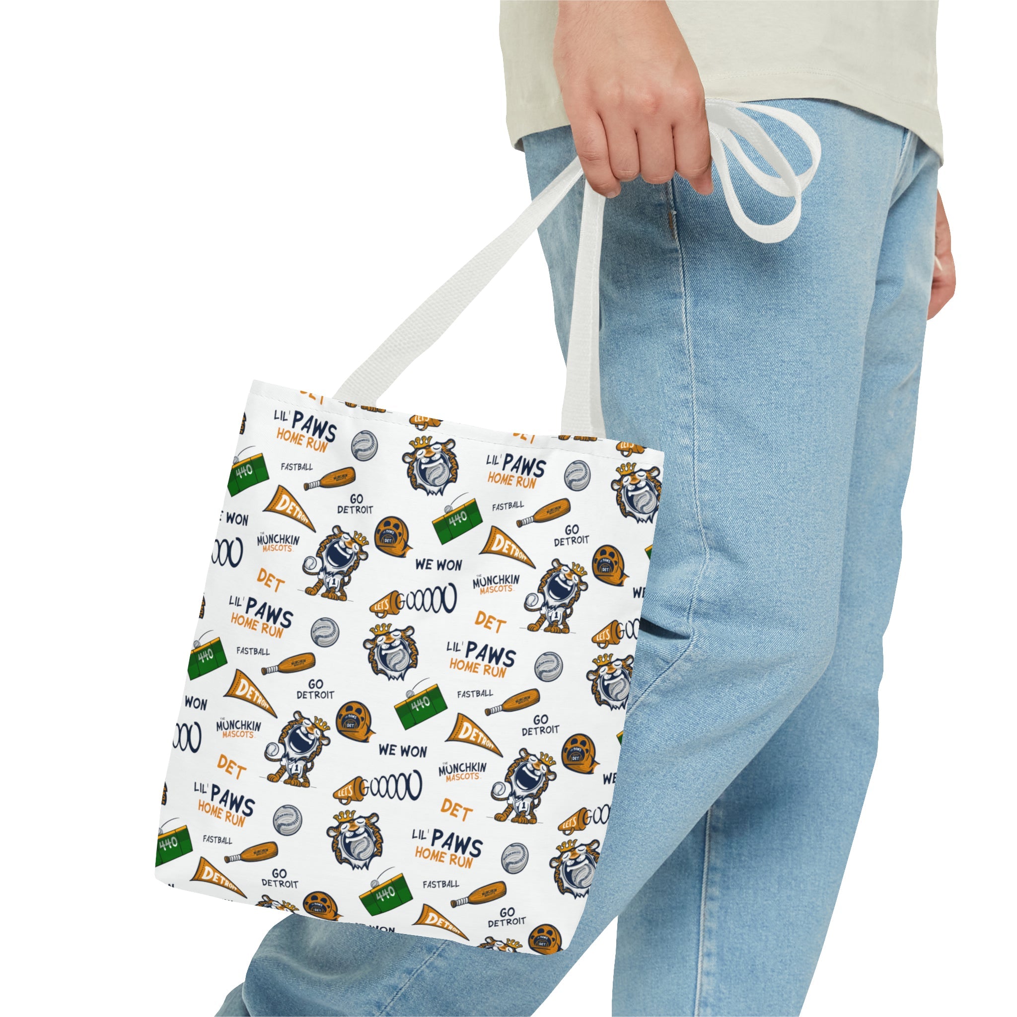 🐾⚾ Tote Bag (AOP) - Pattern - Lil' Paws DET Baseball ⚾🐾 Printify
