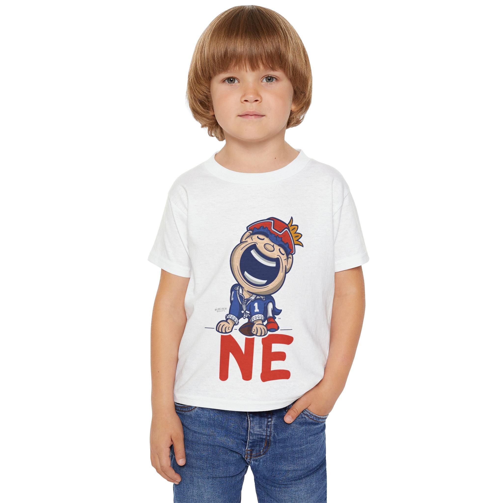 New England Football Toddler Tshirt Lil' Pat 'NE' | Hand-Drawn Art | Gifts for Kids