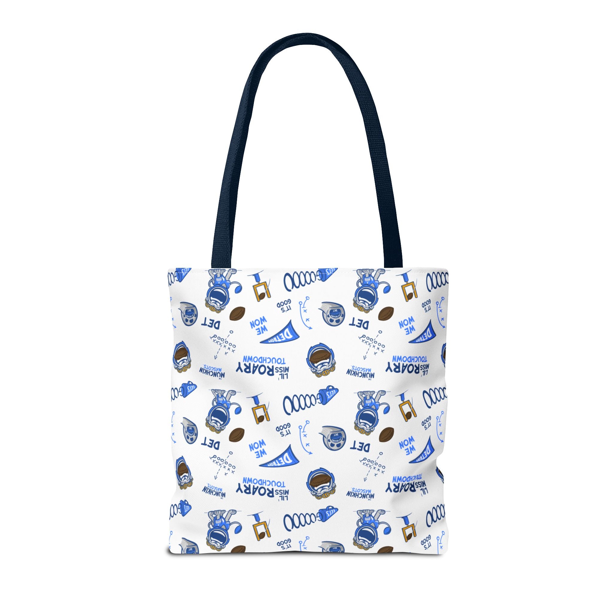 Detroit Football Tote Bag Lil' Miss Roary 'Let's Go' + Pattern | Hand-Drawn Art | Gifts for Parents