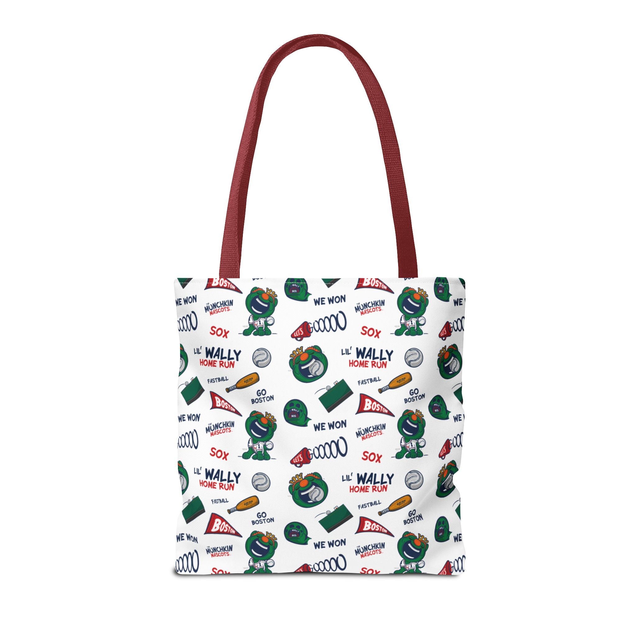 Boston Baseball Tote Bag Lil' Wally 'Let's Go' + Pattern | Hand-Drawn Art | Gifts for Parents