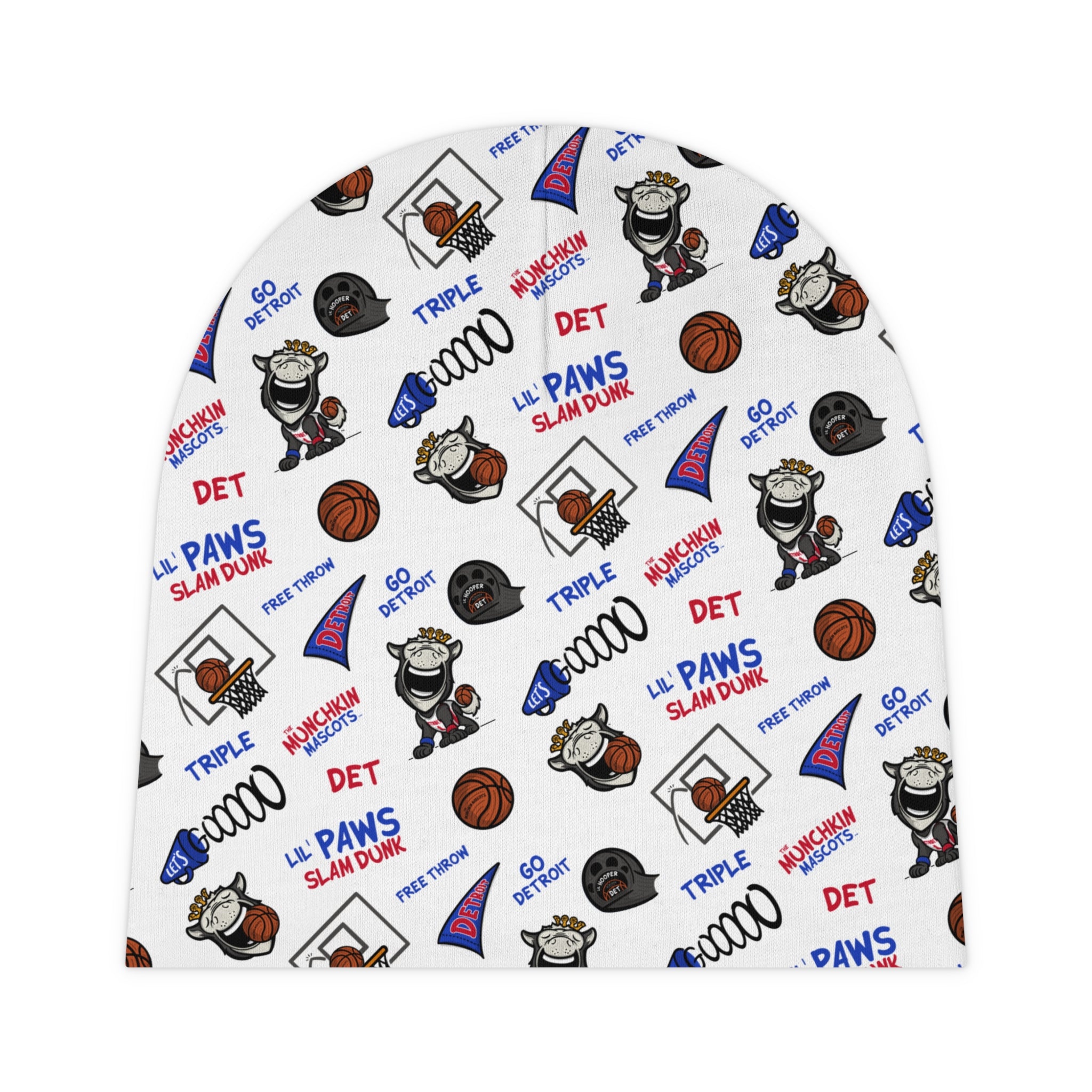 Detroit Basketball Baby Beanie Lil' Hooper Pattern | Hand-Drawn Art | Gifts for Newborns