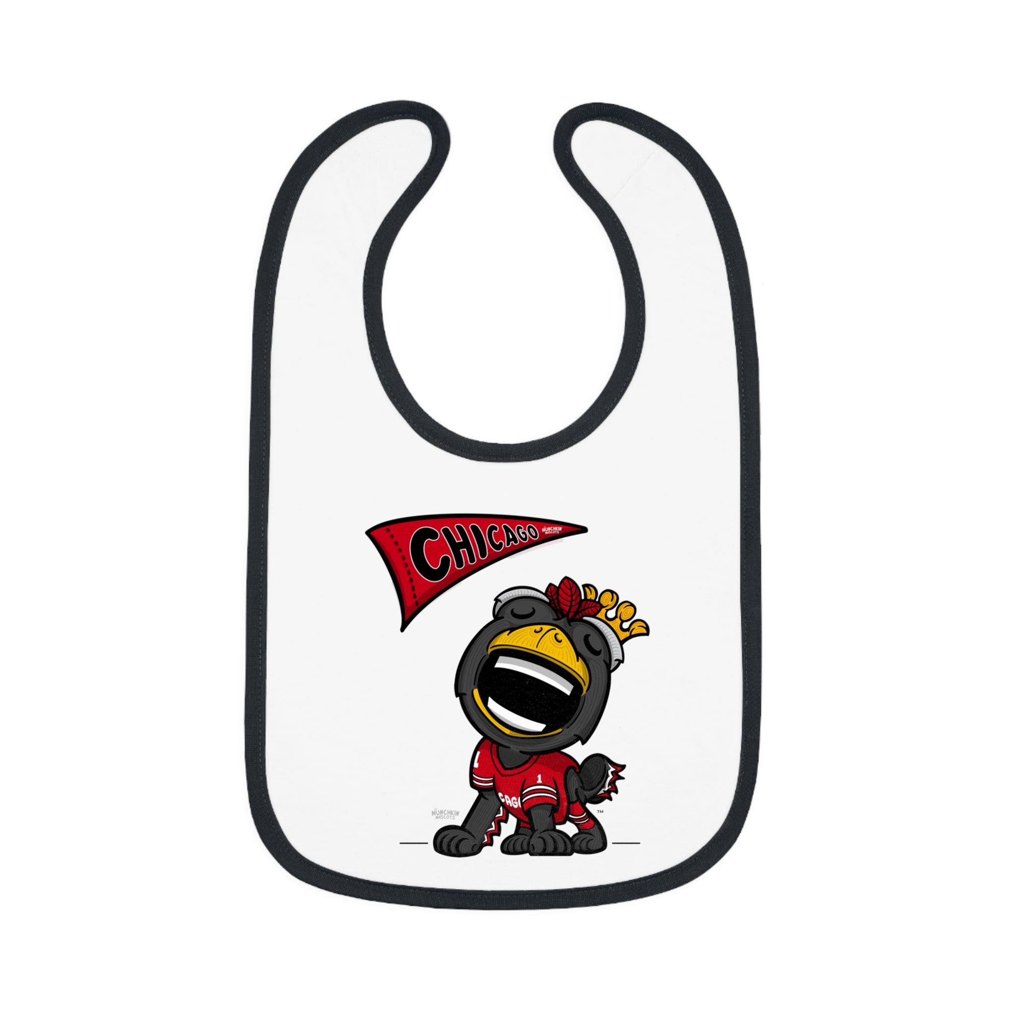 Chicago Hockey Baby Bib & Infant Lil' Tommy Themed | Hand-Drawn Art | Gifts for Newborns