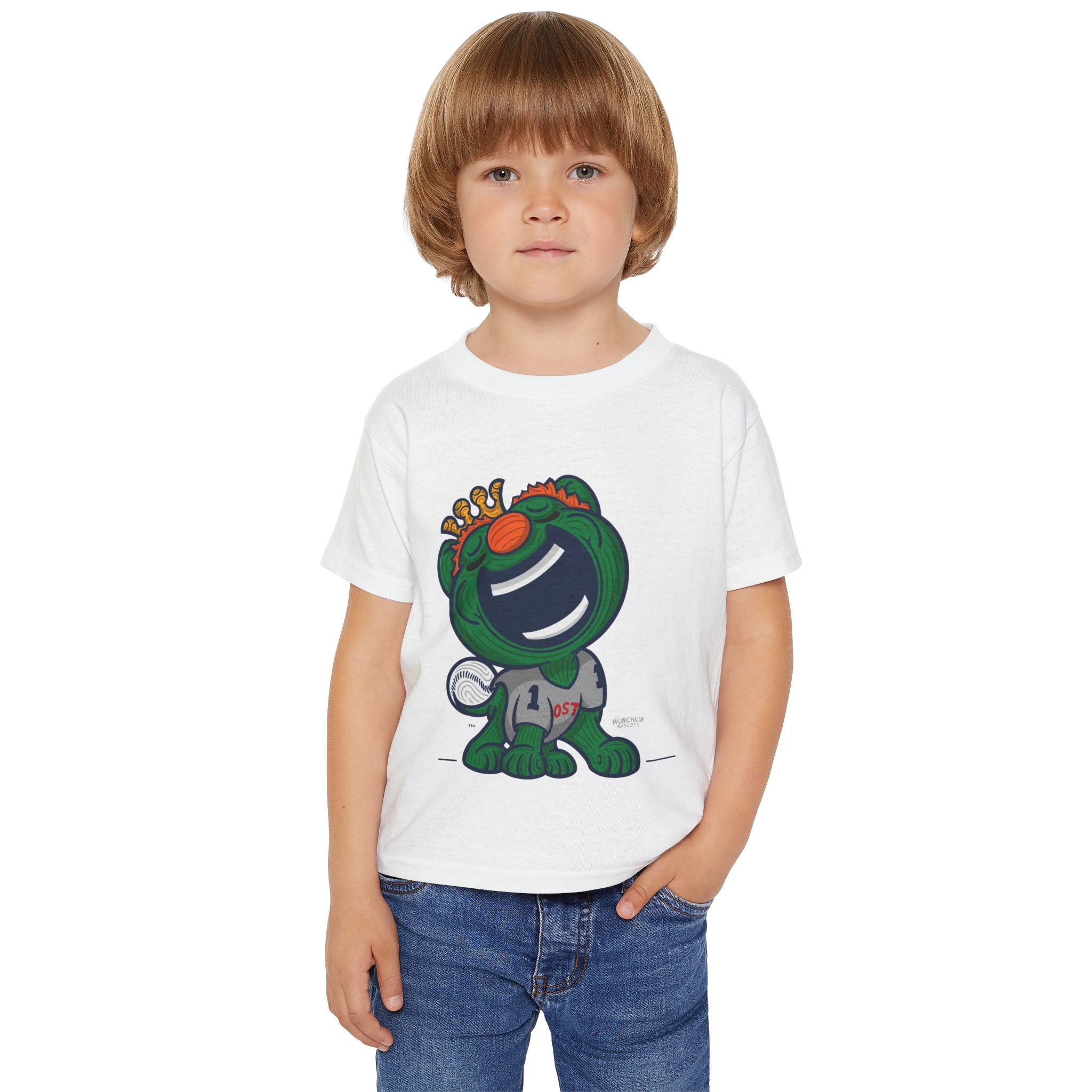 Boston Baseball Toddler Tshirt Lil' Wally 'Home/Away Mascot' | Hand-Drawn Art | Gifts for Kids