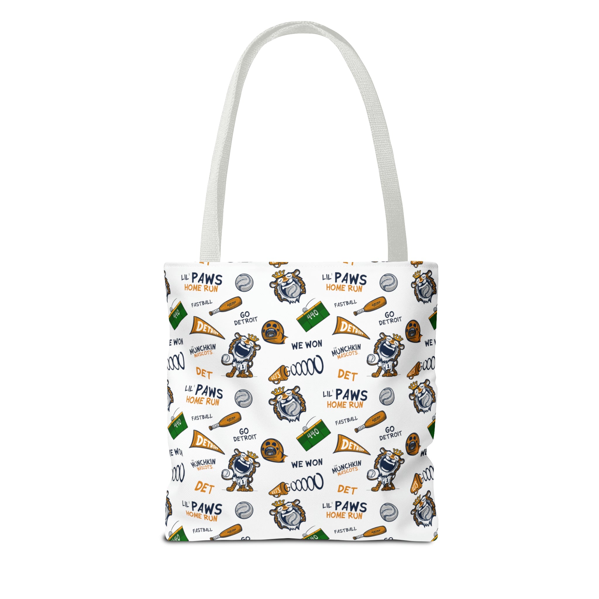 🐾⚾ Tote Bag (AOP) - Pattern - Lil' Paws DET Baseball ⚾🐾 Printify
