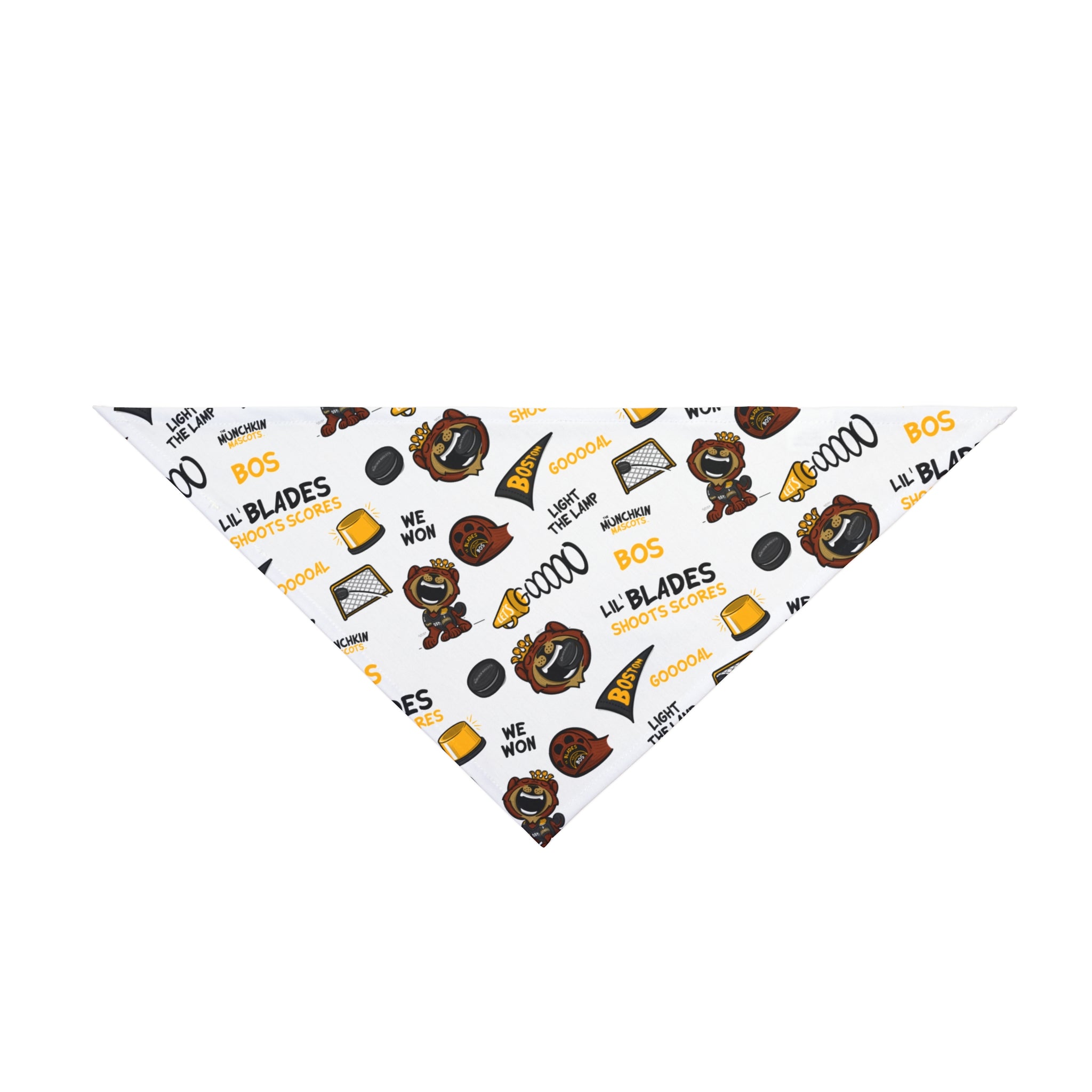 Boston Hockey Pet Bandana Lil' Blades Pattern | Hand-Drawn Art | Gifts for Pets