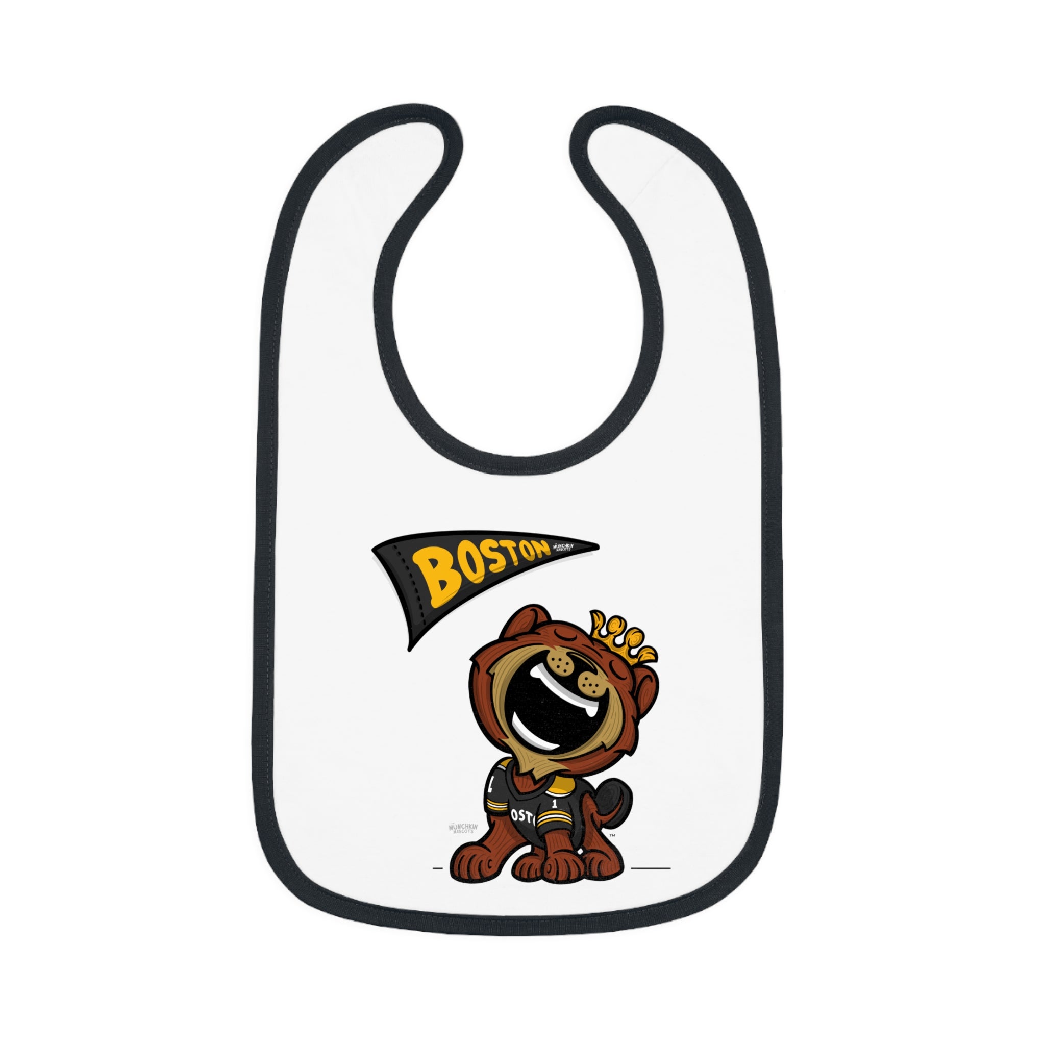Boston Hockey Baby Bib & Infant Lil' Blades Themed | Hand-Drawn Art | Gifts for Newborns
