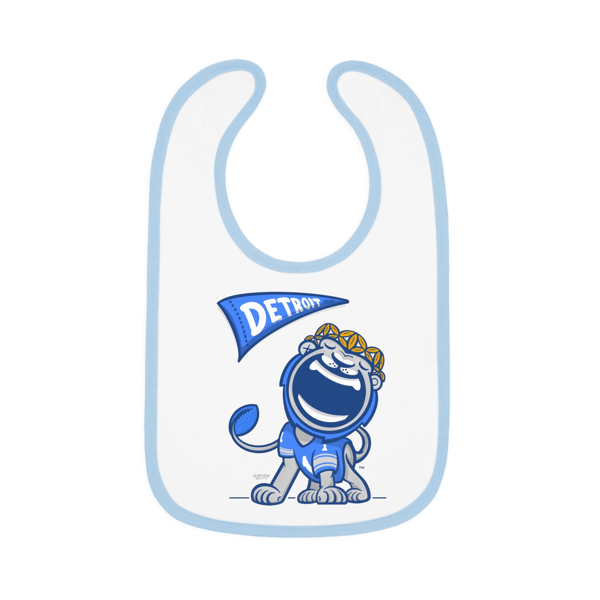Detroit Football Baby Bib & Infant Lil' Miss Roary Themed | Hand-Drawn Art | Gifts for Newborns