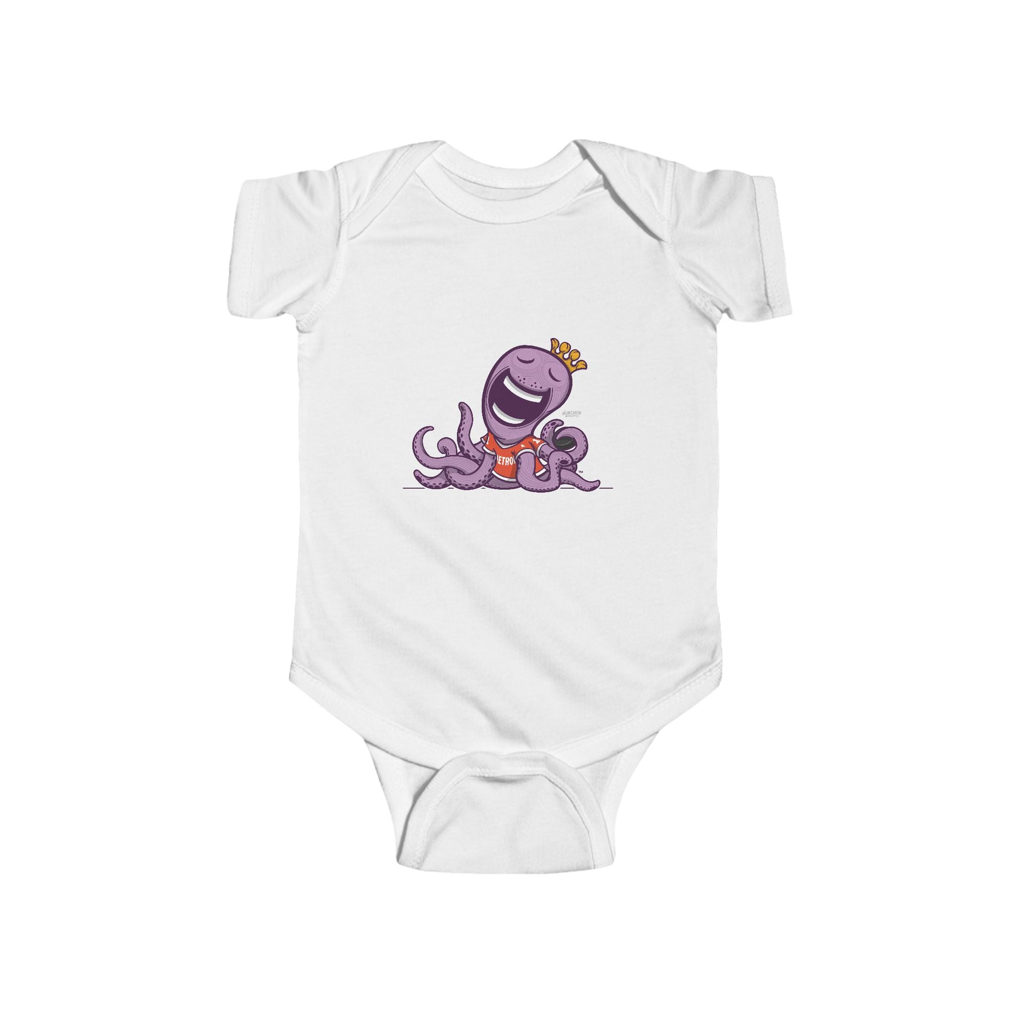 Detroit Hockey Newborn & Infant Lil' Stanley 'Munchkin Mascot' Jersey Bodysuit | Hand-Drawn Art | Gifts for Newborns