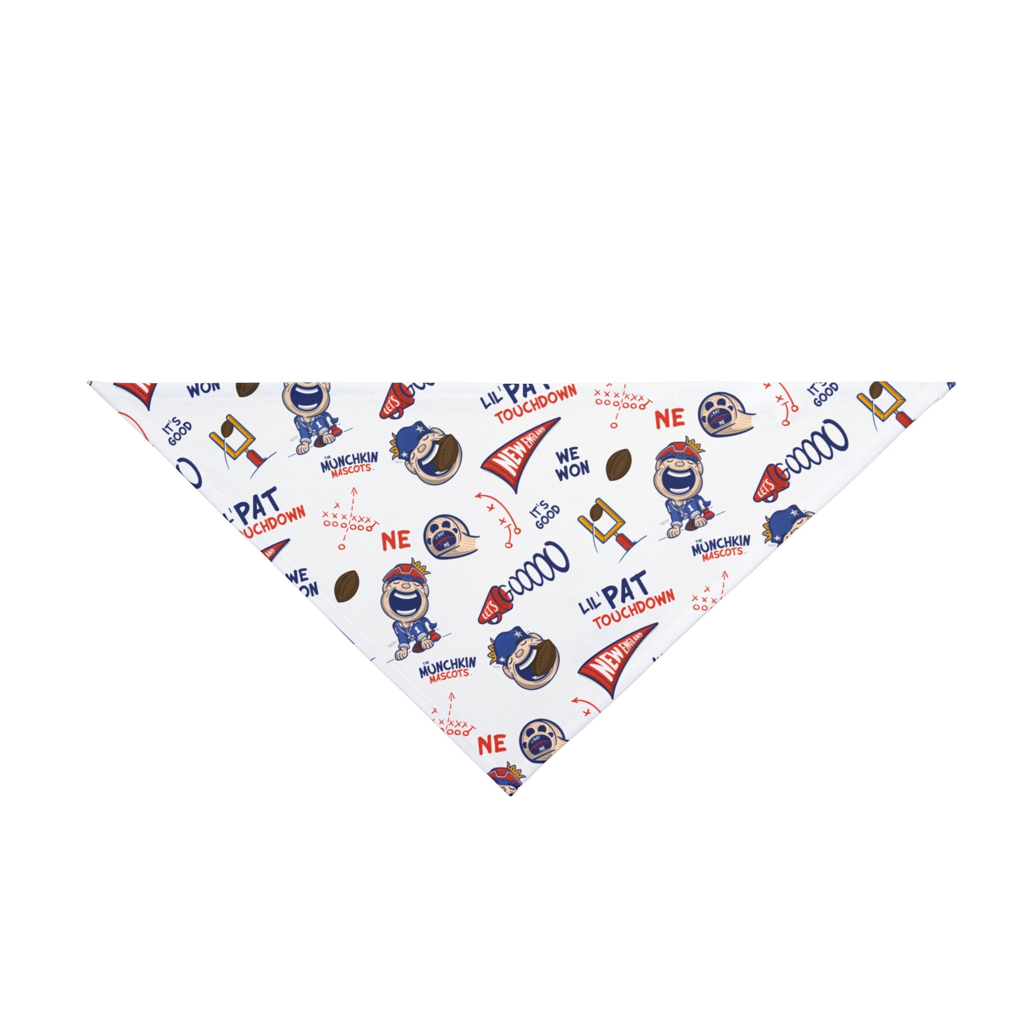 New England Football Pet Bandana Lil' Pat Pattern | Hand-Drawn Art | Gifts for Pets