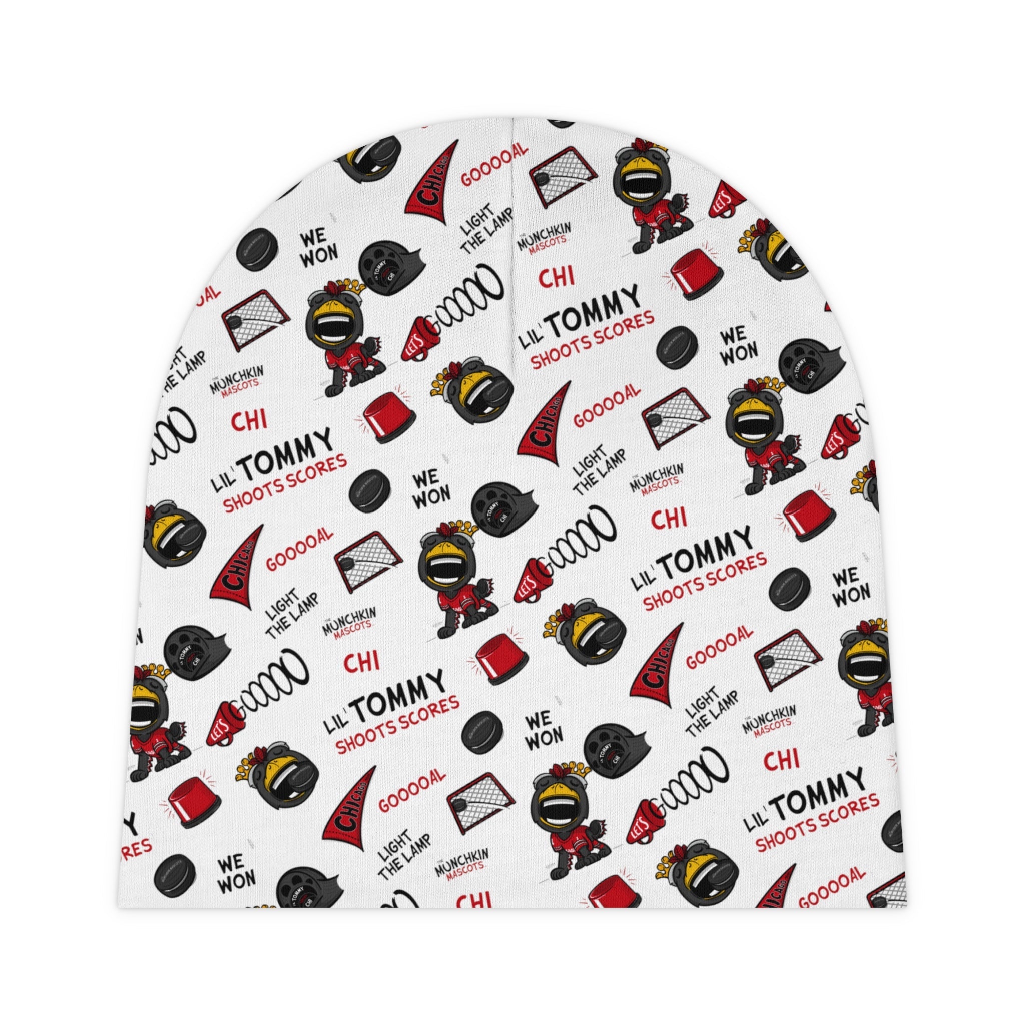 Baby Beanie (AOP) - Pattern - Lil' Tommy CHI Hockey Printify