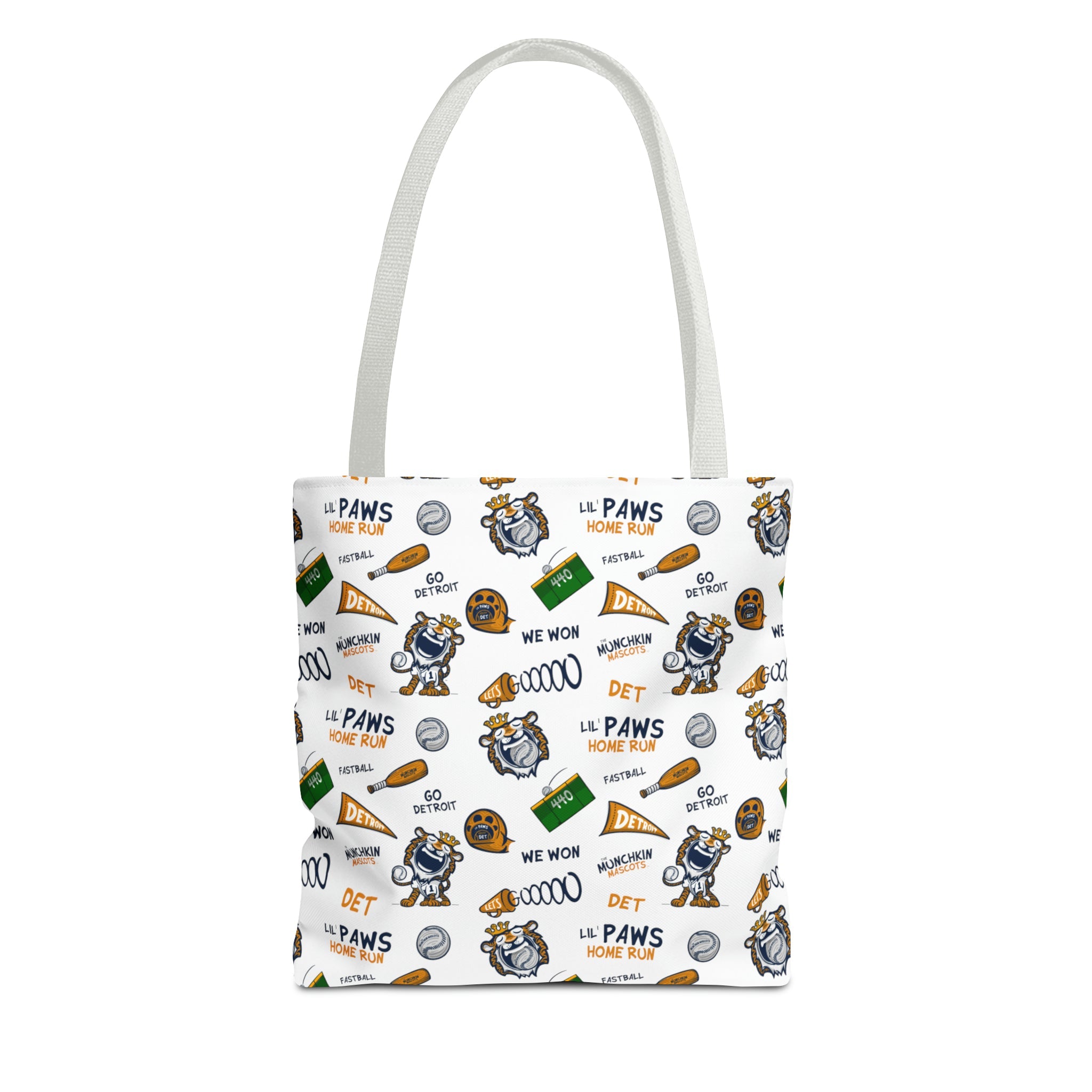 🐾⚾ Tote Bag (AOP) - Pattern - Lil' Paws DET Baseball ⚾🐾 Printify