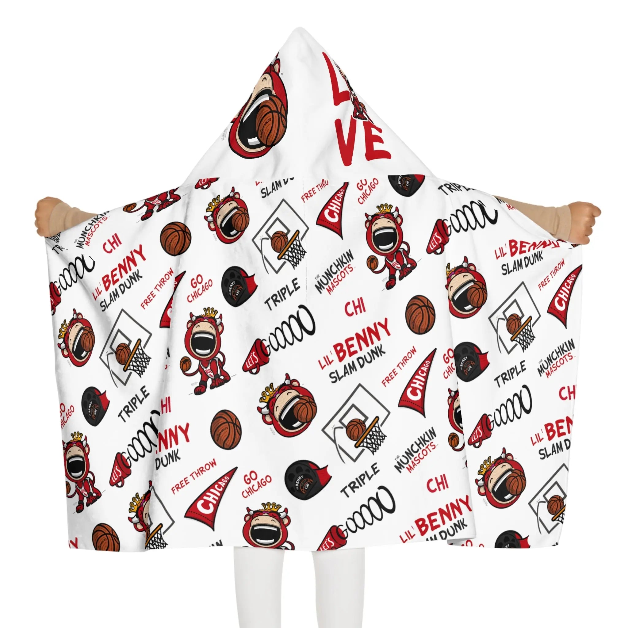 Youth Hooded Towel - Lil' Benny CHI Basketball Printify