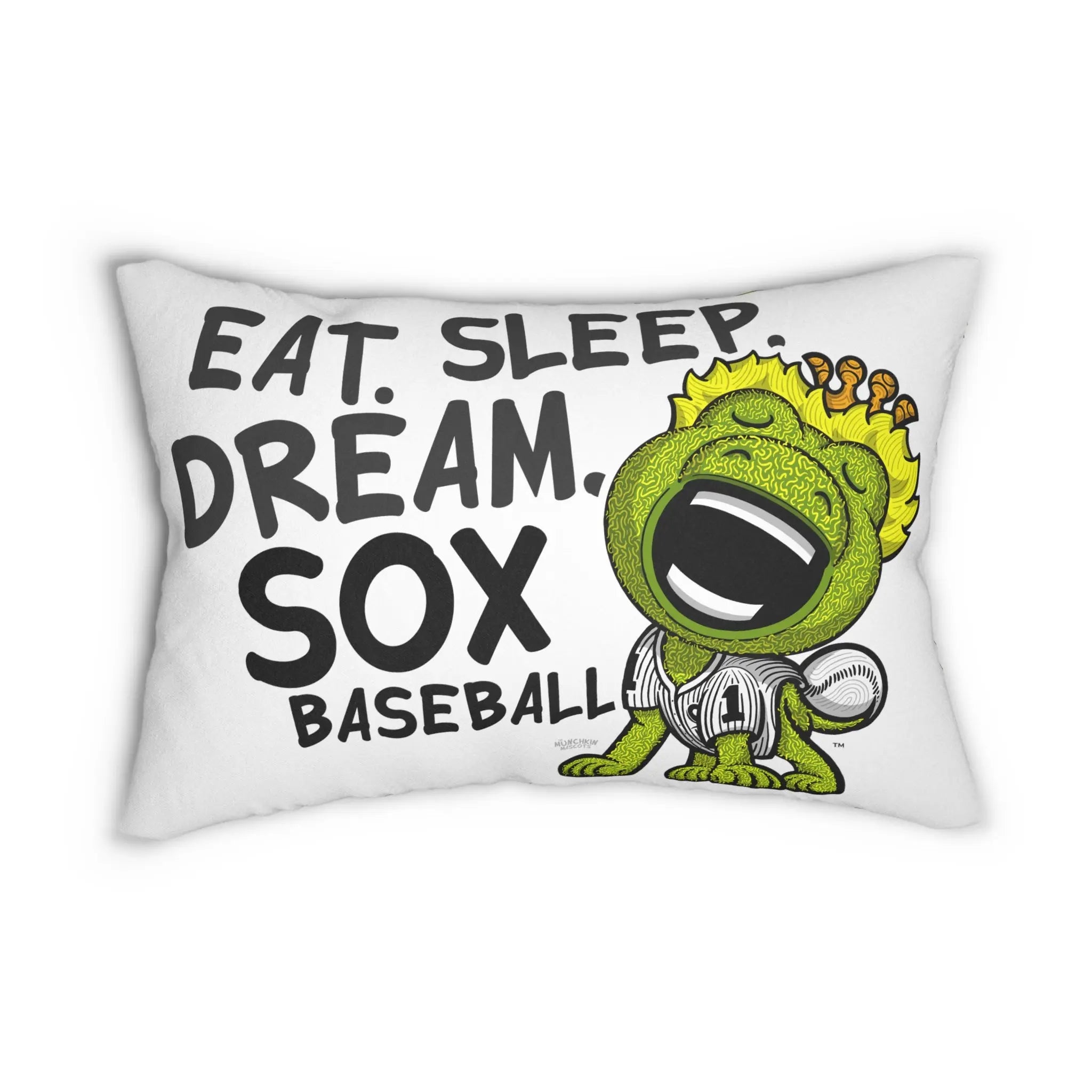 Spun Polyester Lumbar Pillow - Eat Sleep Dream - Lil' Southpaw CHI Baseball Printify