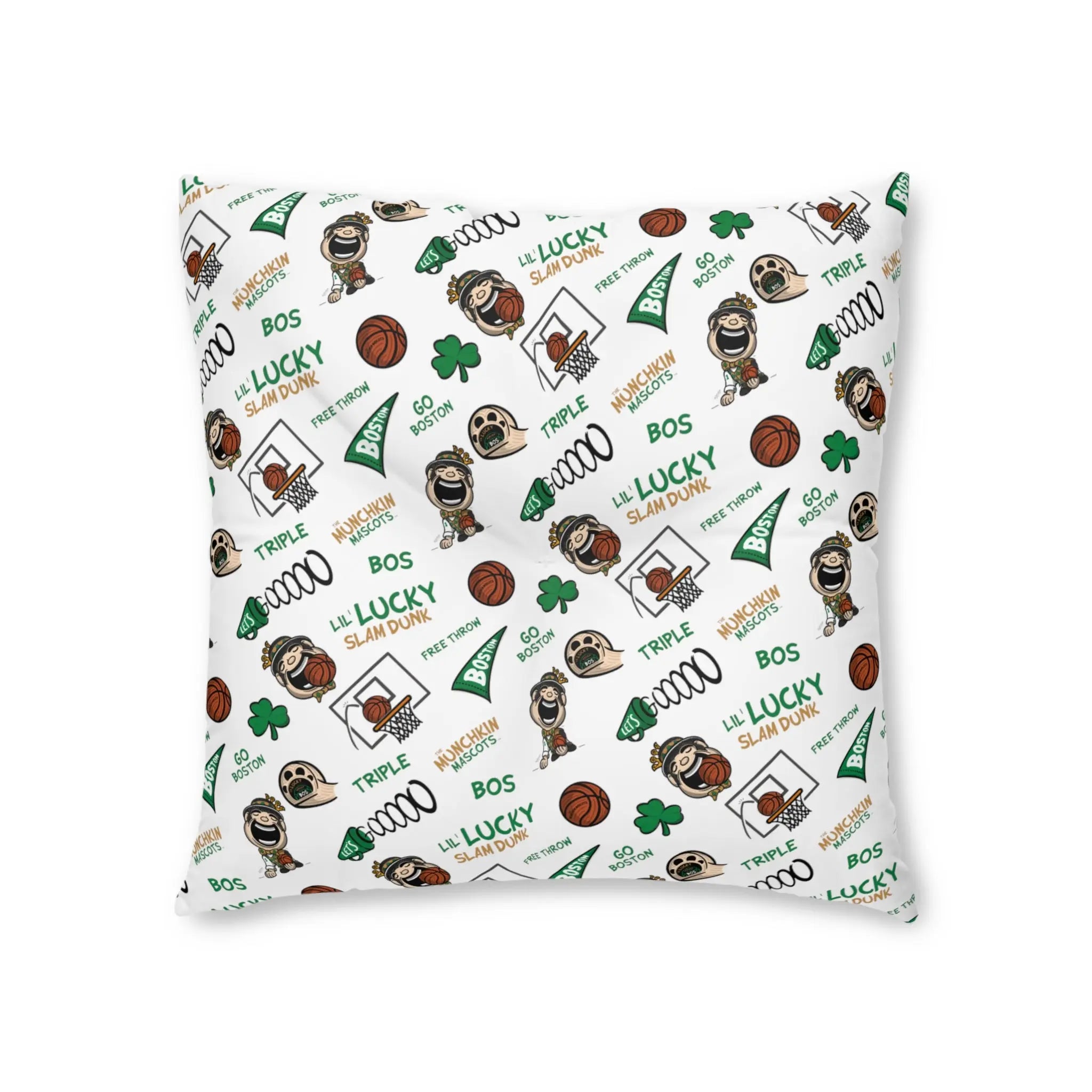 Tufted Floor Pillow, Square - Pattern + Future - Lil' Lucky BOS Basketball Printify