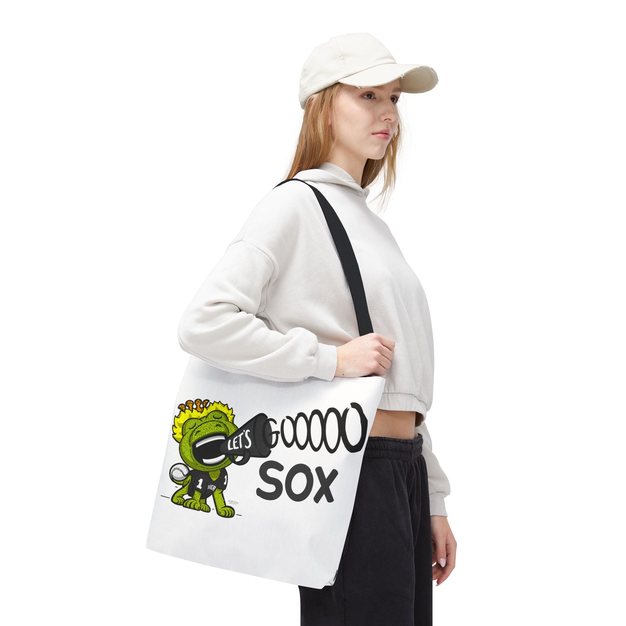 Chicago Baseball Tote Bag Lil' Southpaw 'Let's Go' + Pattern | Hand-Drawn Art | Gifts for Parents