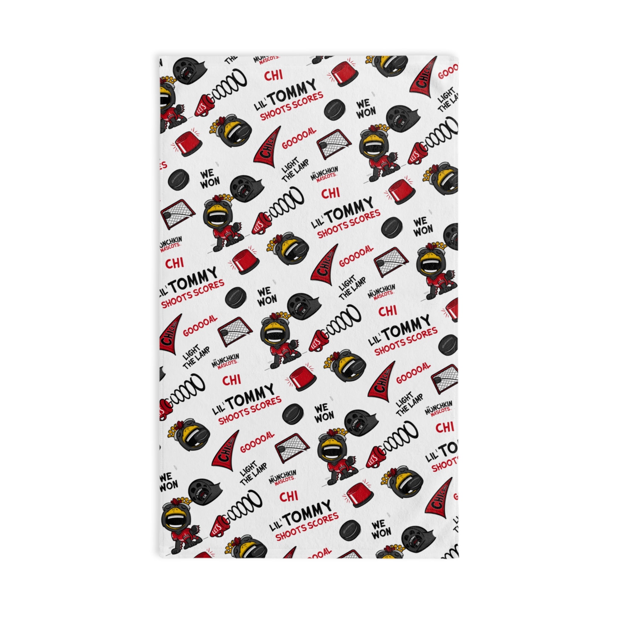 Chicago Hockey Hand Towel Lil' Tommy Pattern | Hand-Drawn Art | Gifts for Kids